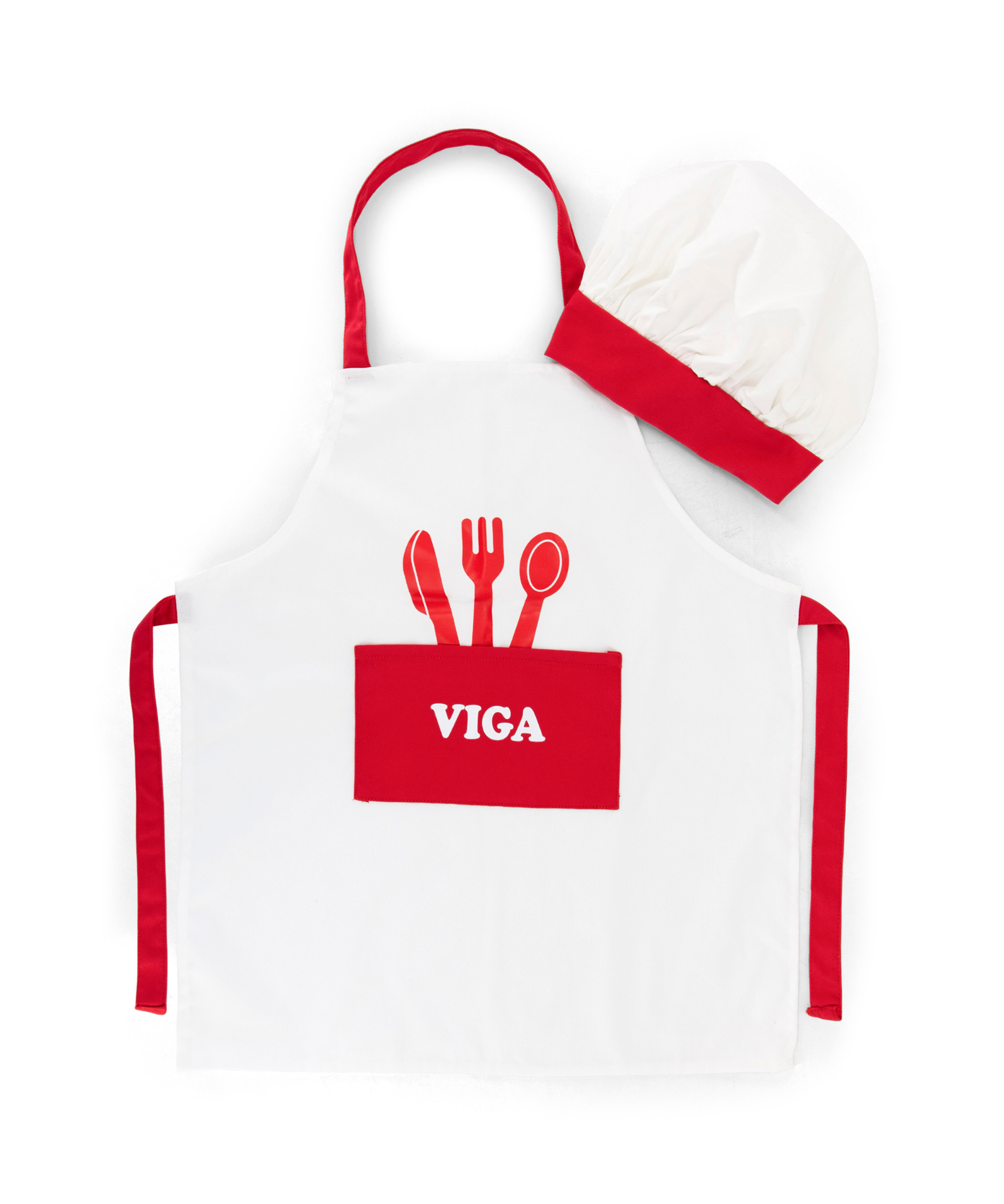 VIGA Little Chef Uniform and Hat  Kids Pretend Play Apron Set  Washable Cotton Roleplay Costume for Cooking, Baking, and Creative Activities