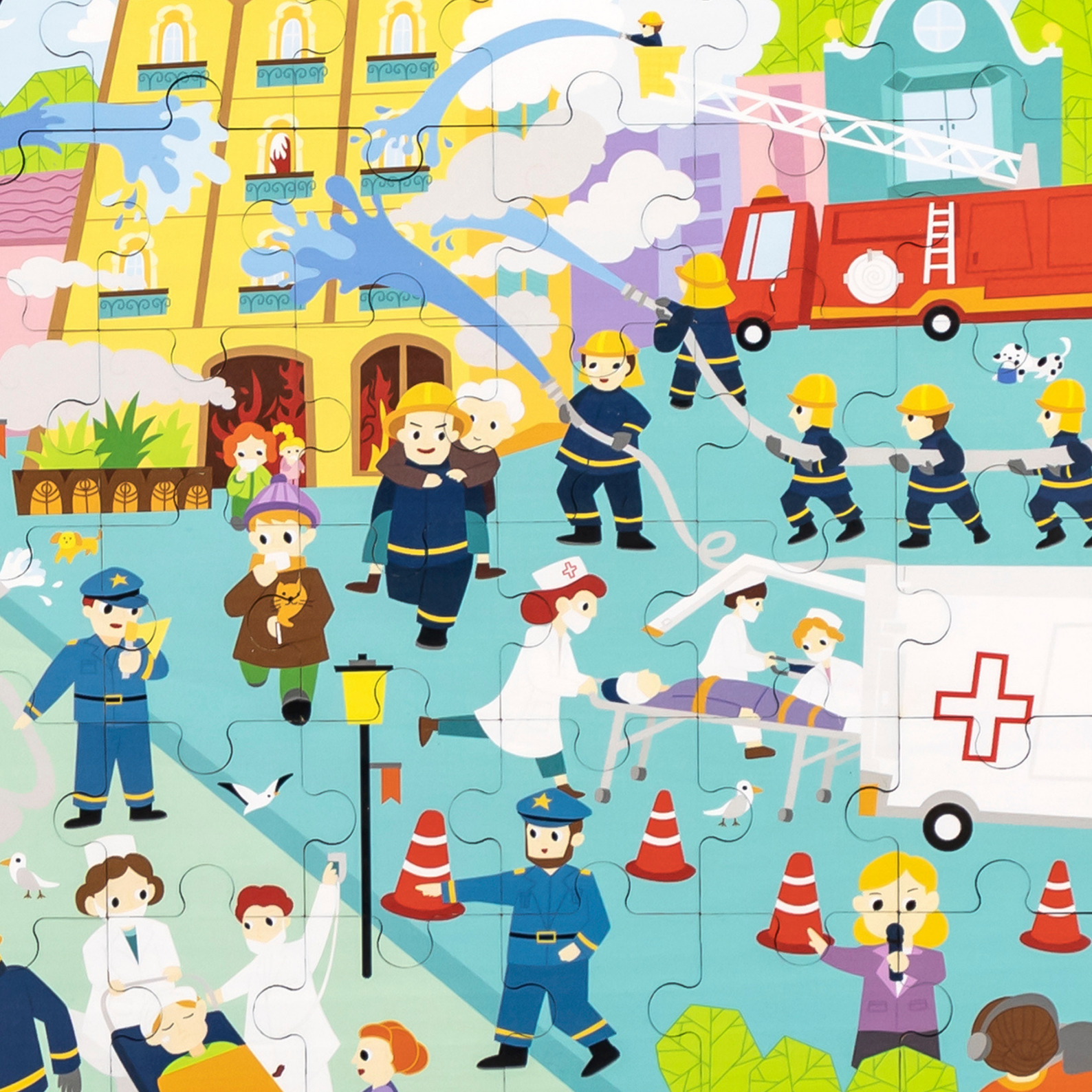 Viga Fire Fighting, 48 Piece Jigsaw Puzzle, Montessori Wooden Toy, Develops Sensory, Cognitive & Fine Motor Skills, Non-Toxic & Eco-friendly Kids Educational Toy, Suitable for Boys and Girls Aged 3Y+