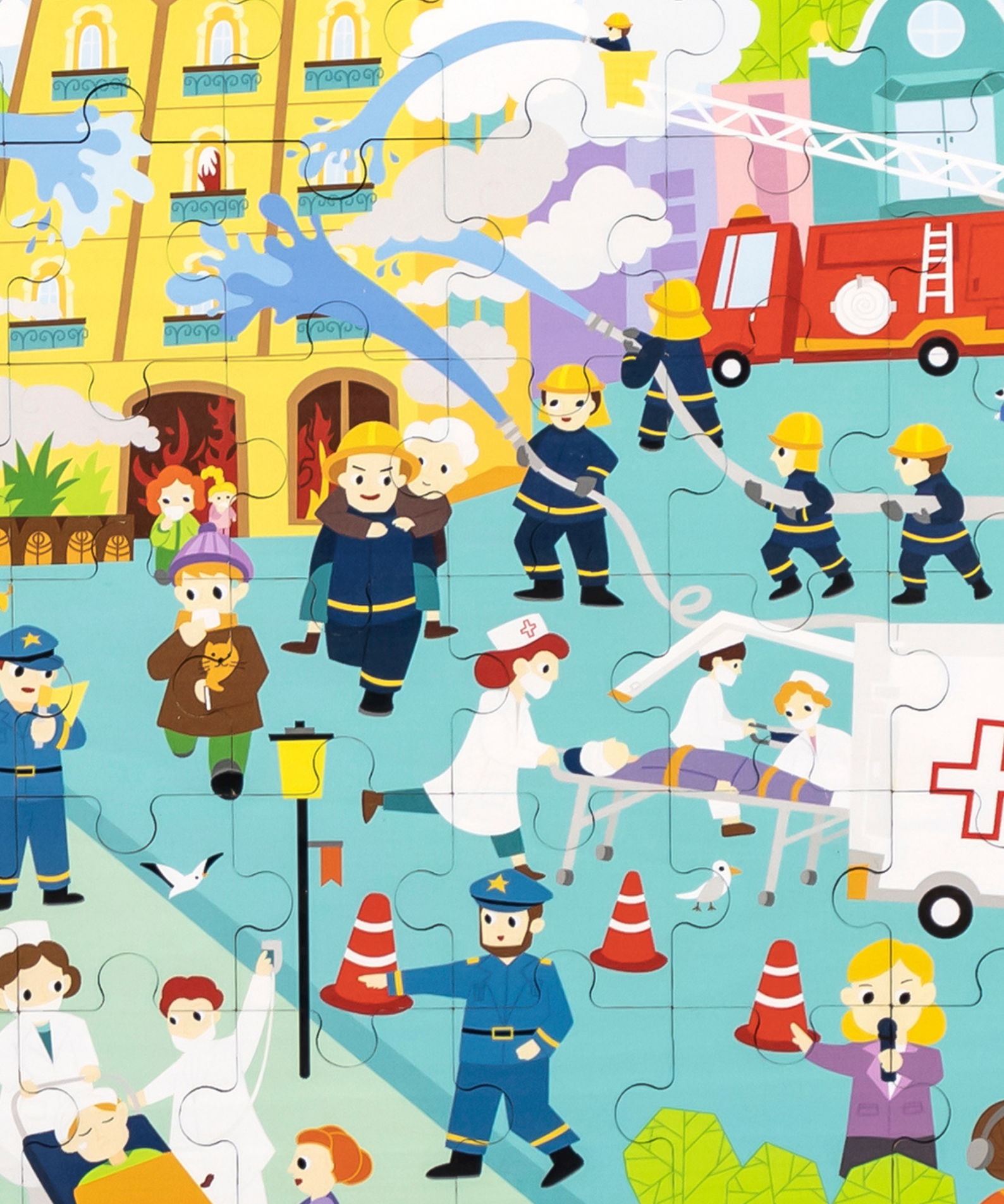 Viga Fire Fighting, 48 Piece Jigsaw Puzzle, Montessori Wooden Toy, Develops Sensory, Cognitive & Fine Motor Skills, Non-Toxic & Eco-friendly Kids Educational Toy, Suitable for Boys and Girls Aged 3Y+