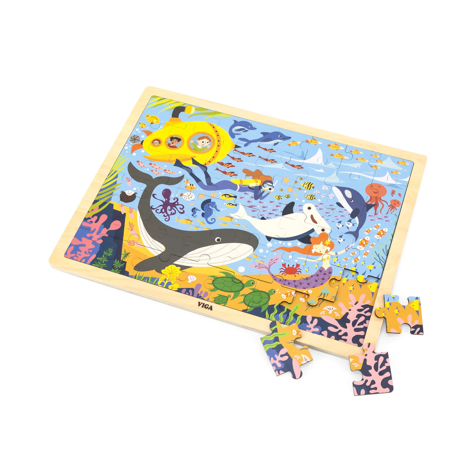 Viga Sea Life, 48 Piece Jigsaw Puzzle, Montessori Wooden Toy, Develops Sensory, Cognitive & Fine Motor Skills, Non-Toxic & Eco-friendly Kids Educational Toy, Suitable for Boys and Girls Aged 3Y+