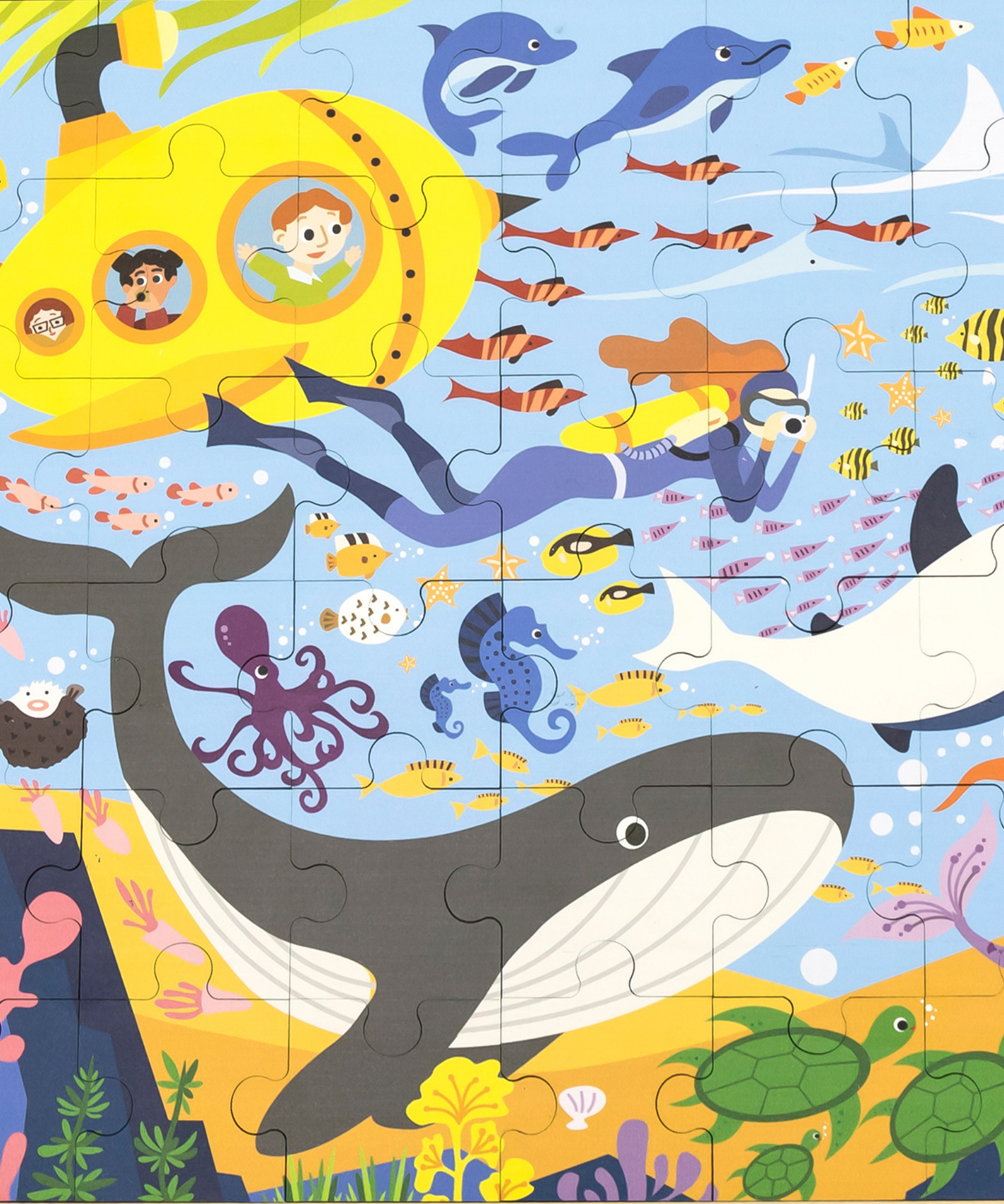 Viga Sea Life, 48 Piece Jigsaw Puzzle, Montessori Wooden Toy, Develops Sensory, Cognitive & Fine Motor Skills, Non-Toxic & Eco-friendly Kids Educational Toy, Suitable for Boys and Girls Aged 3Y+