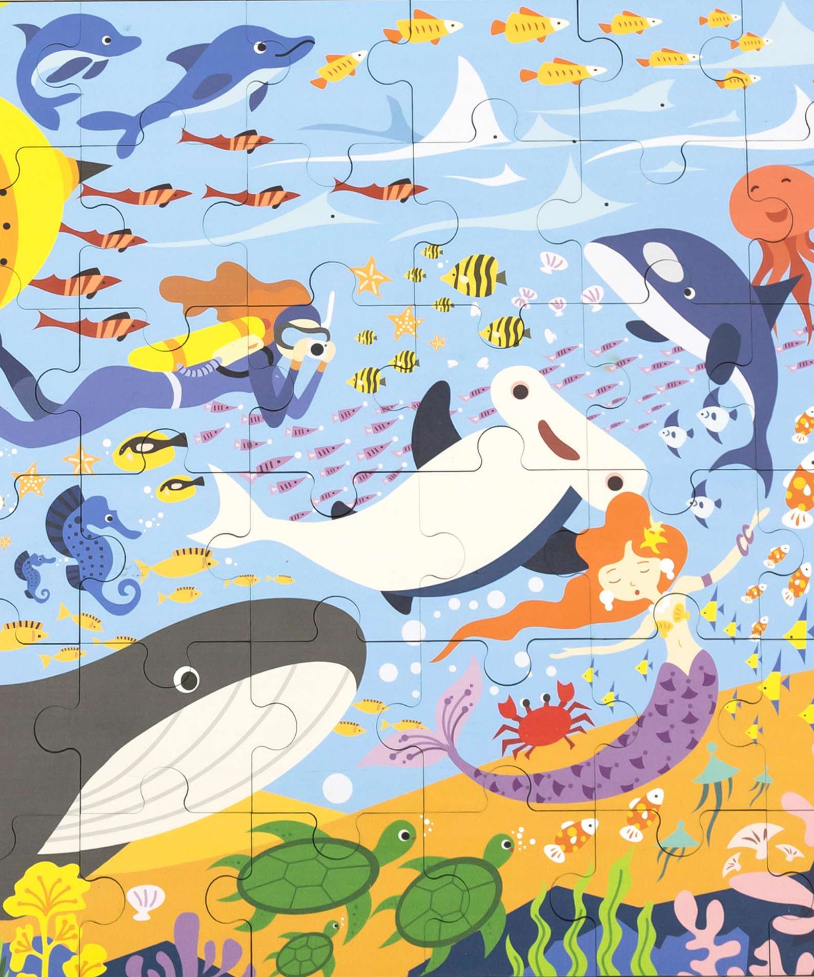 Viga Sea Life, 48 Piece Jigsaw Puzzle, Montessori Wooden Toy, Develops Sensory, Cognitive & Fine Motor Skills, Non-Toxic & Eco-friendly Kids Educational Toy, Suitable for Boys and Girls Aged 3Y+