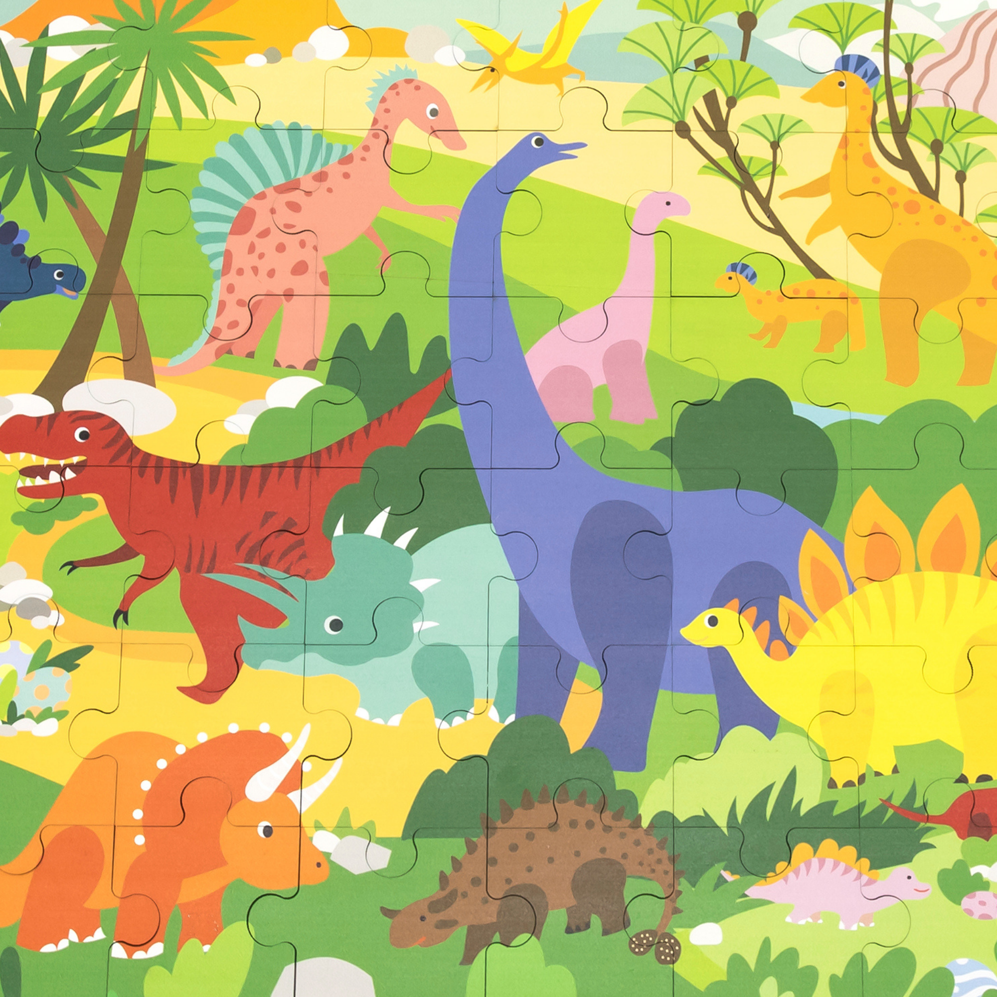 Viga Dinosaur World, 48 Piece Jigsaw Puzzle, Montessori Wooden Toy, Develops Sensory, Cognitive & Fine Motor Skills, Non-Toxic & Eco-friendly Kids Educational Toy, Suitable for Children Aged 3Y+