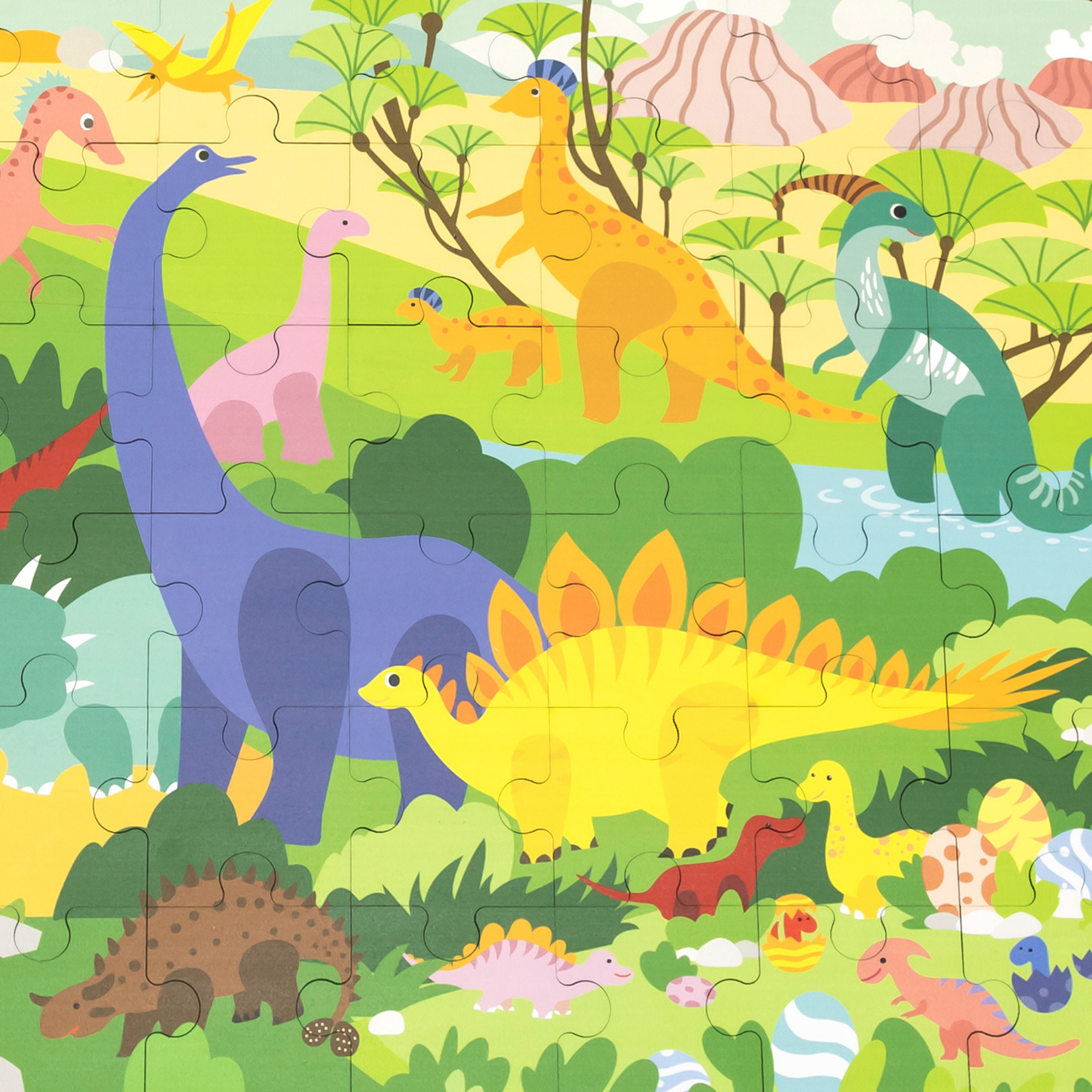 Viga Dinosaur World, 48 Piece Jigsaw Puzzle, Montessori Wooden Toy, Develops Sensory, Cognitive & Fine Motor Skills, Non-Toxic & Eco-friendly Kids Educational Toy, Suitable for Children Aged 3Y+