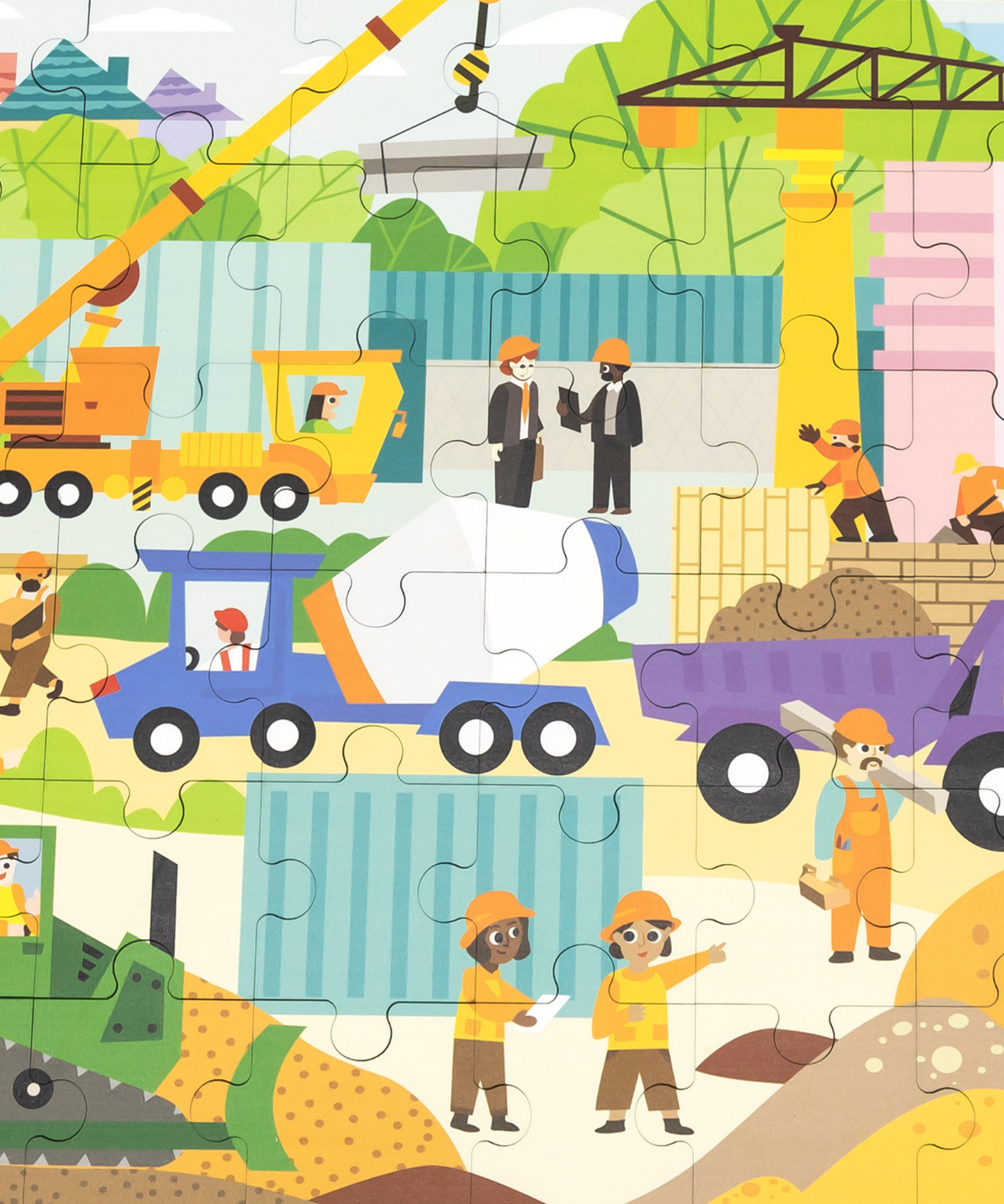 Viga Construction Area, 48 Piece Jigsaw Puzzle, Montessori Wooden Toy, Develops Sensory, Cognitive & Fine Motor Skills, Non-Toxic & Eco-friendly Kids Educational Toy, Suitable for Children Aged 3Y+