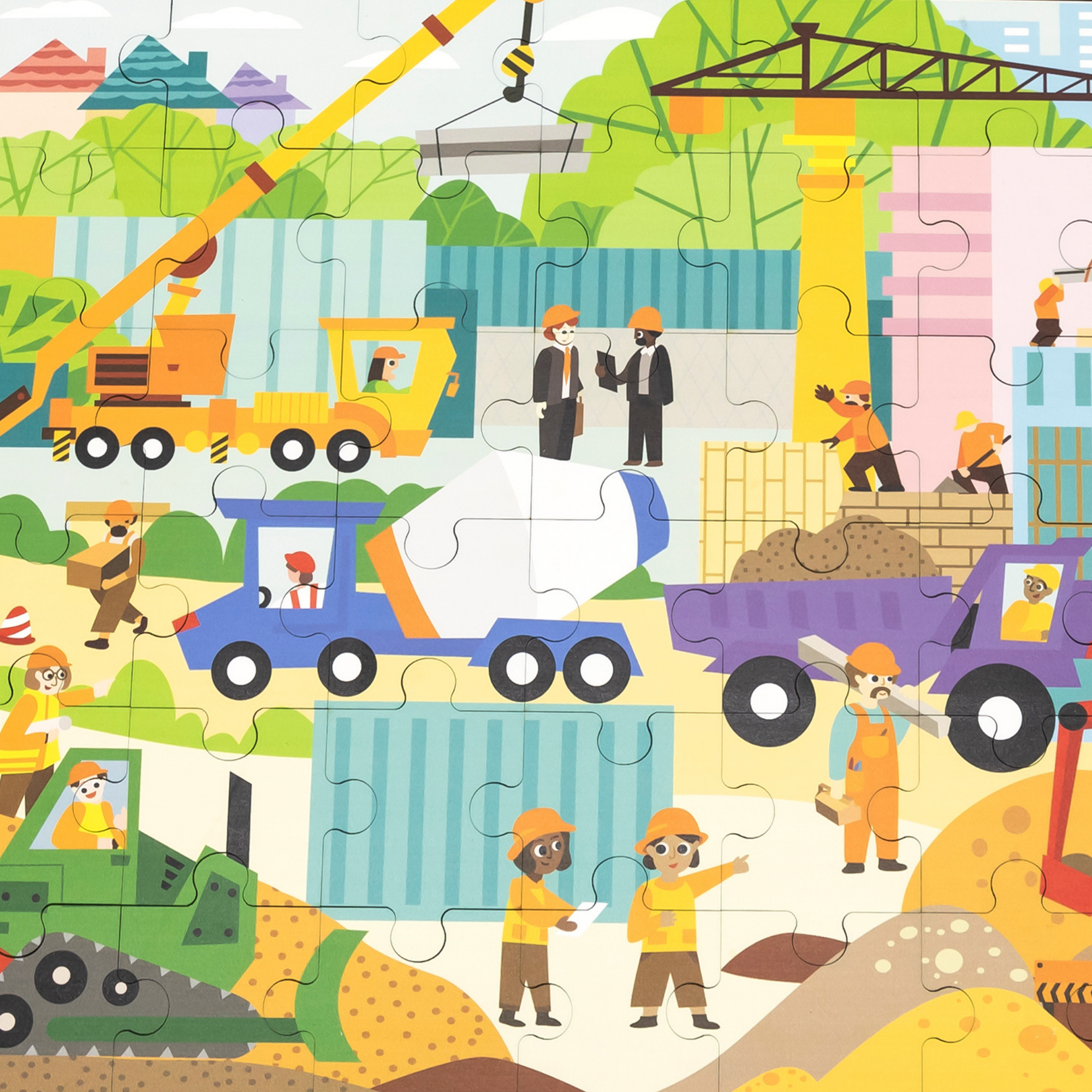 Viga Construction Area, 48 Piece Jigsaw Puzzle, Montessori Wooden Toy, Develops Sensory, Cognitive & Fine Motor Skills, Non-Toxic & Eco-friendly Kids Educational Toy, Suitable for Children Aged 3Y+