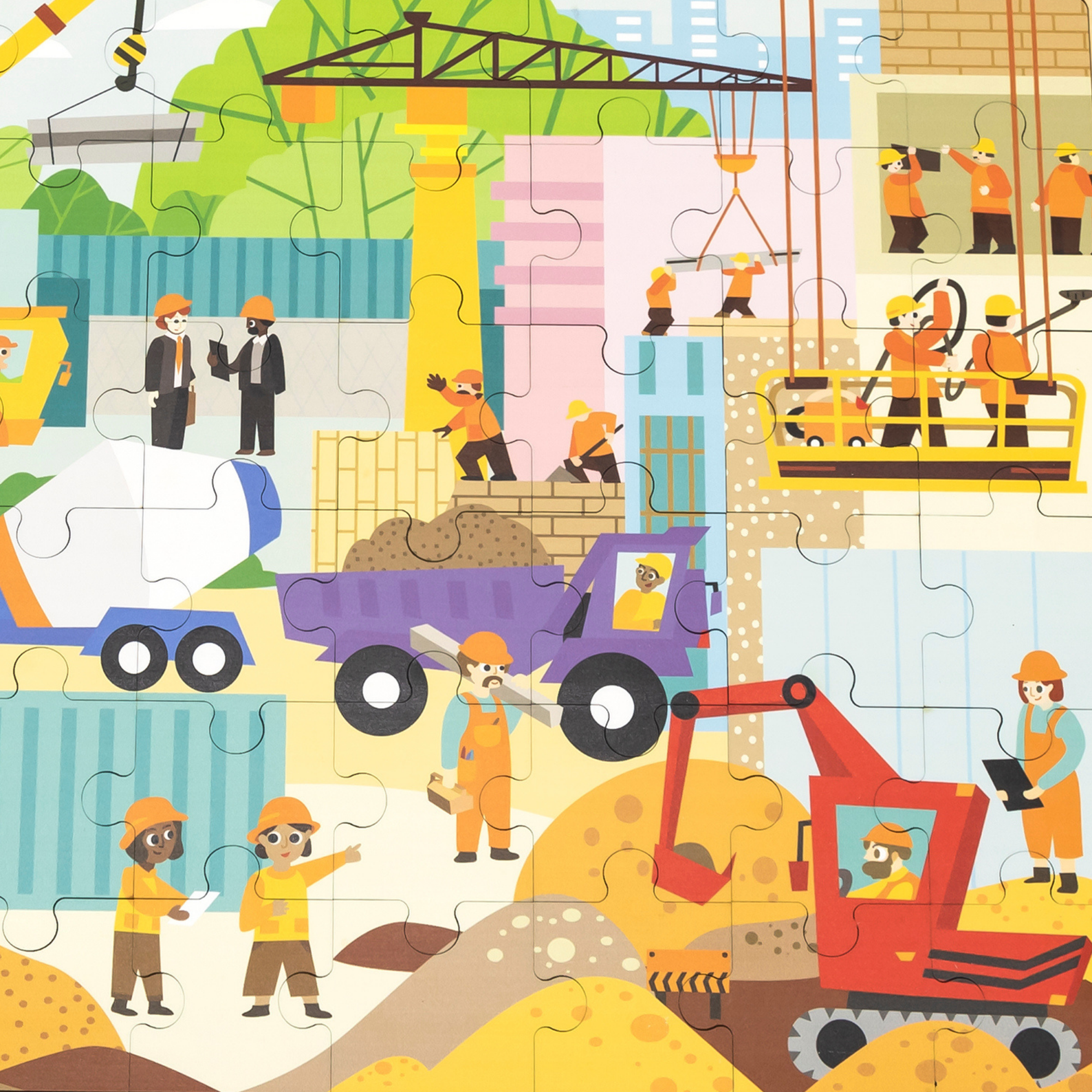 Viga Construction Area, 48 Piece Jigsaw Puzzle, Montessori Wooden Toy, Develops Sensory, Cognitive & Fine Motor Skills, Non-Toxic & Eco-friendly Kids Educational Toy, Suitable for Children Aged 3Y+