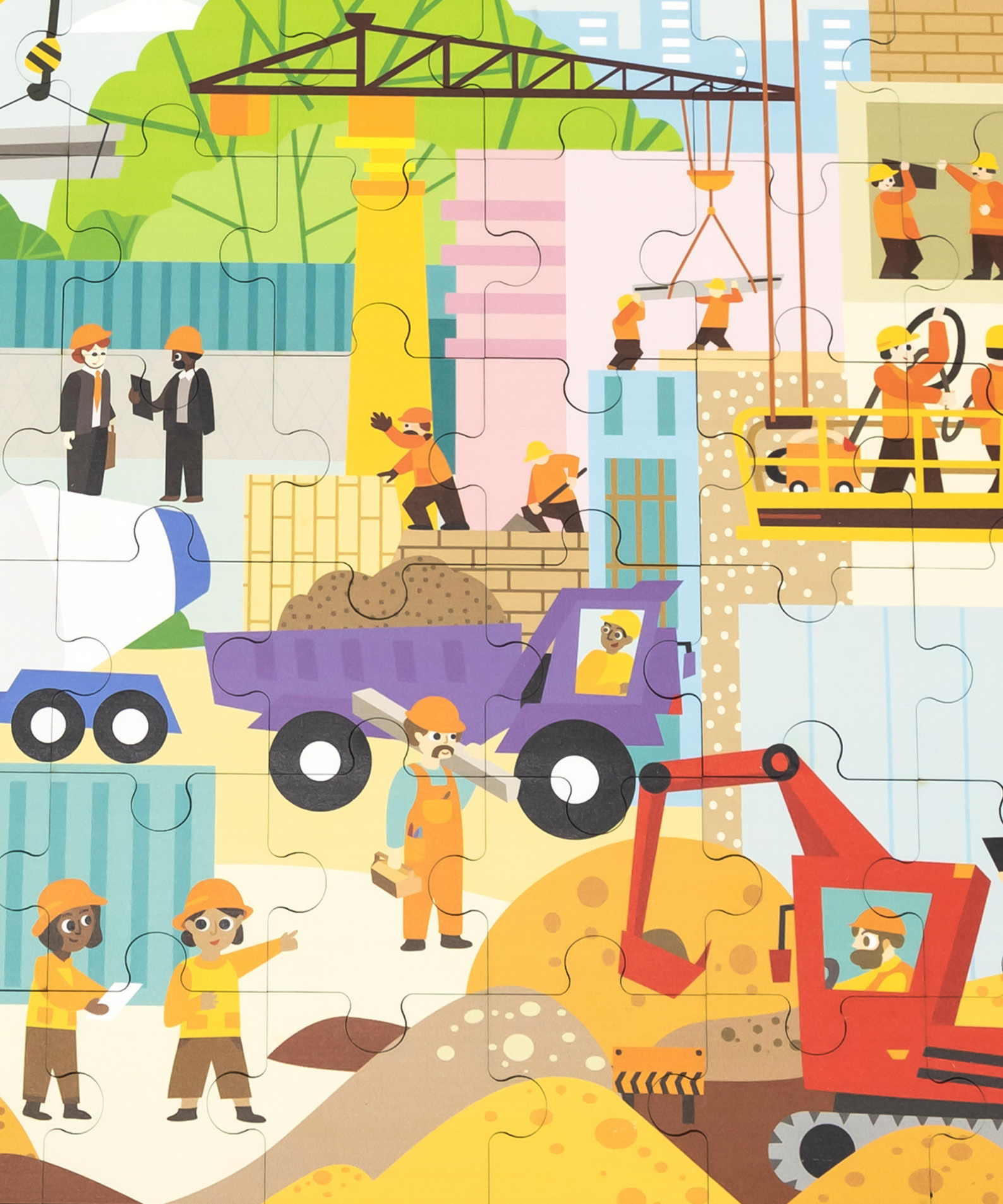 Viga Construction Area, 48 Piece Jigsaw Puzzle, Montessori Wooden Toy, Develops Sensory, Cognitive & Fine Motor Skills, Non-Toxic & Eco-friendly Kids Educational Toy, Suitable for Children Aged 3Y+