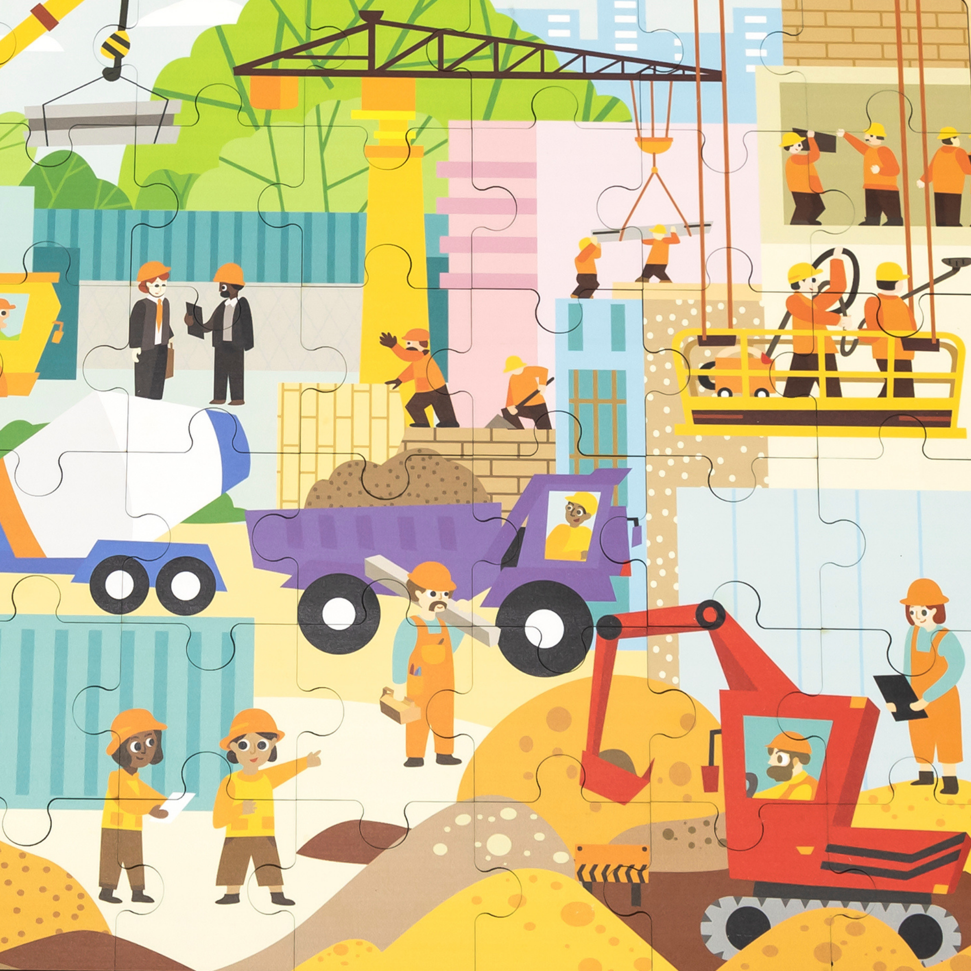 Viga Construction Area, 48 Piece Jigsaw Puzzle, Montessori Wooden Toy, Develops Sensory, Cognitive & Fine Motor Skills, Non-Toxic & Eco-friendly Kids Educational Toy, Suitable for Children Aged 3Y+