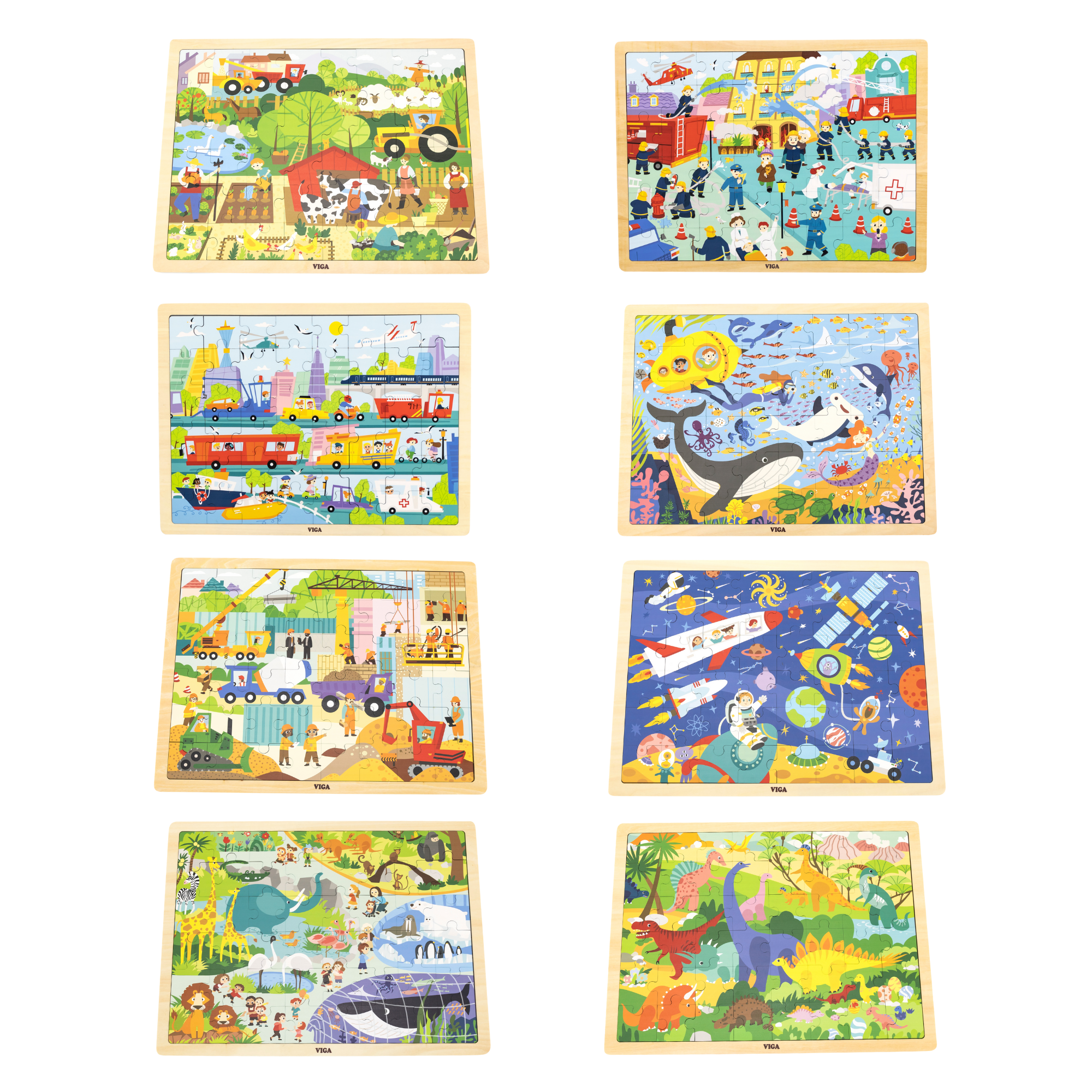 Viga Construction Area, 48 Piece Jigsaw Puzzle, Montessori Wooden Toy, Develops Sensory, Cognitive & Fine Motor Skills, Non-Toxic & Eco-friendly Kids Educational Toy, Suitable for Children Aged 3Y+