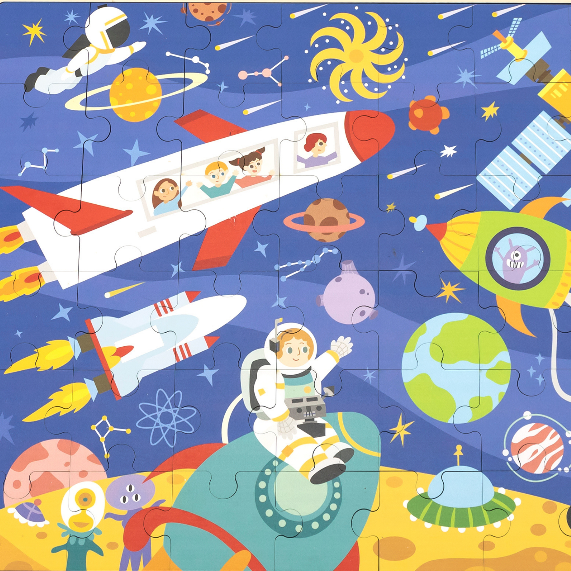 Viga Space, 48 Piece Jigsaw Puzzle, Montessori Wooden Toy, Develops Sensory, Cognitive & Fine Motor Skills, Non-Toxic & Eco-friendly Kids Educational Toy, Suitable for Boys and Girls Aged 3Y+