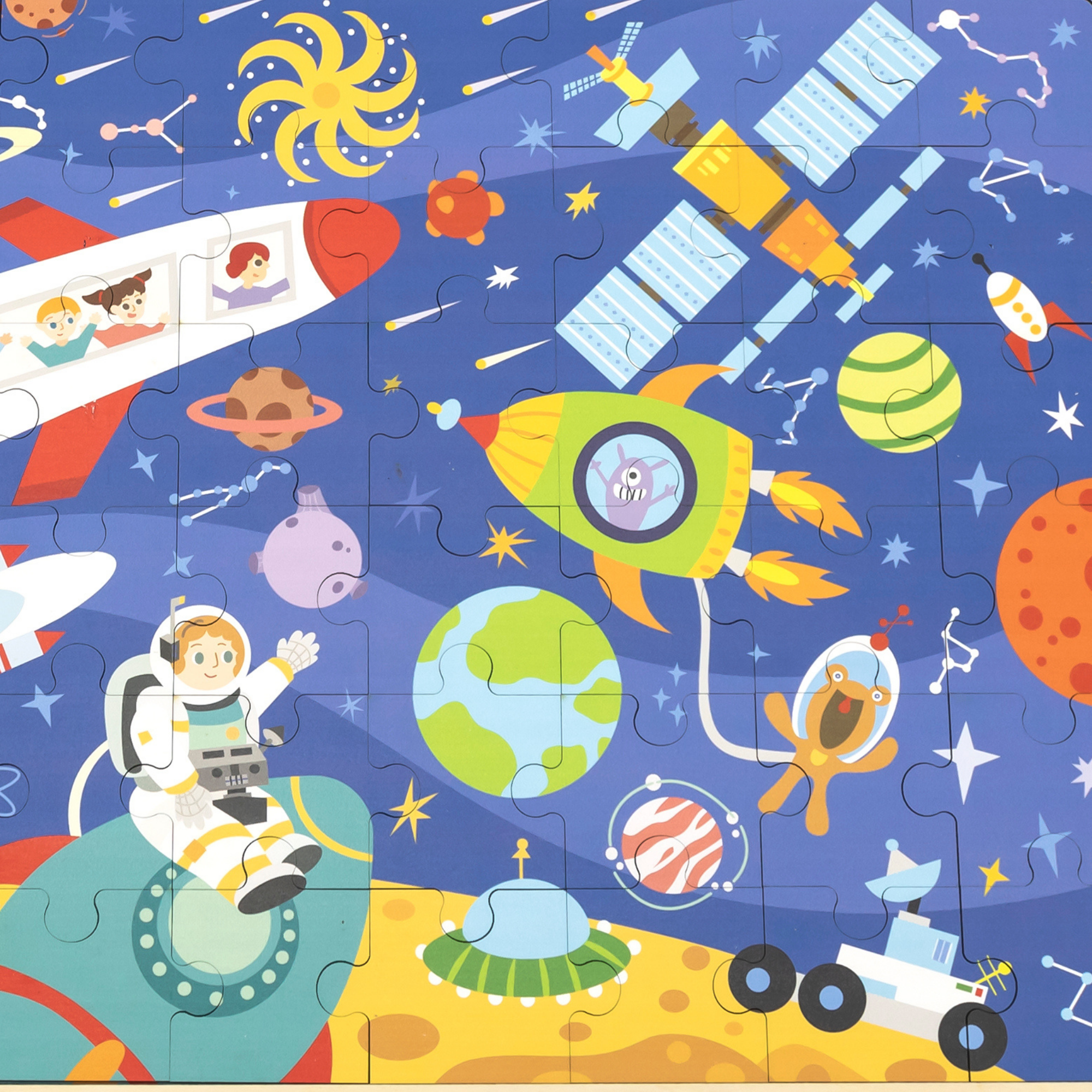 Viga Space, 48 Piece Jigsaw Puzzle, Montessori Wooden Toy, Develops Sensory, Cognitive & Fine Motor Skills, Non-Toxic & Eco-friendly Kids Educational Toy, Suitable for Boys and Girls Aged 3Y+