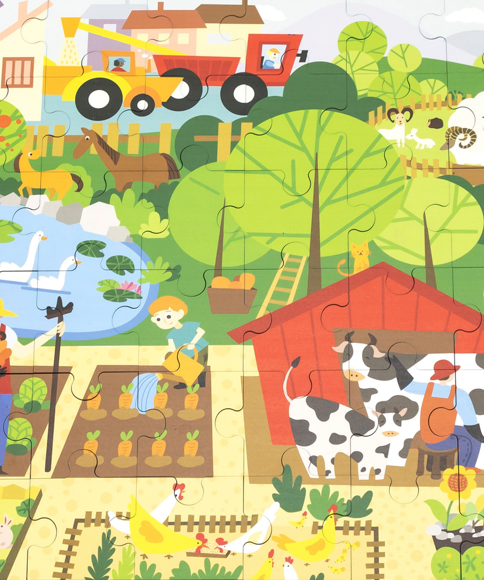 Viga Farm, 48 Piece Jigsaw Puzzle, Montessori Wooden Toy, Develops Sensory, Cognitive & Fine Motor Skills, Non-Toxic & Eco-friendly Kids Educational Toy, Suitable for Boys and Girls Aged 3Y+