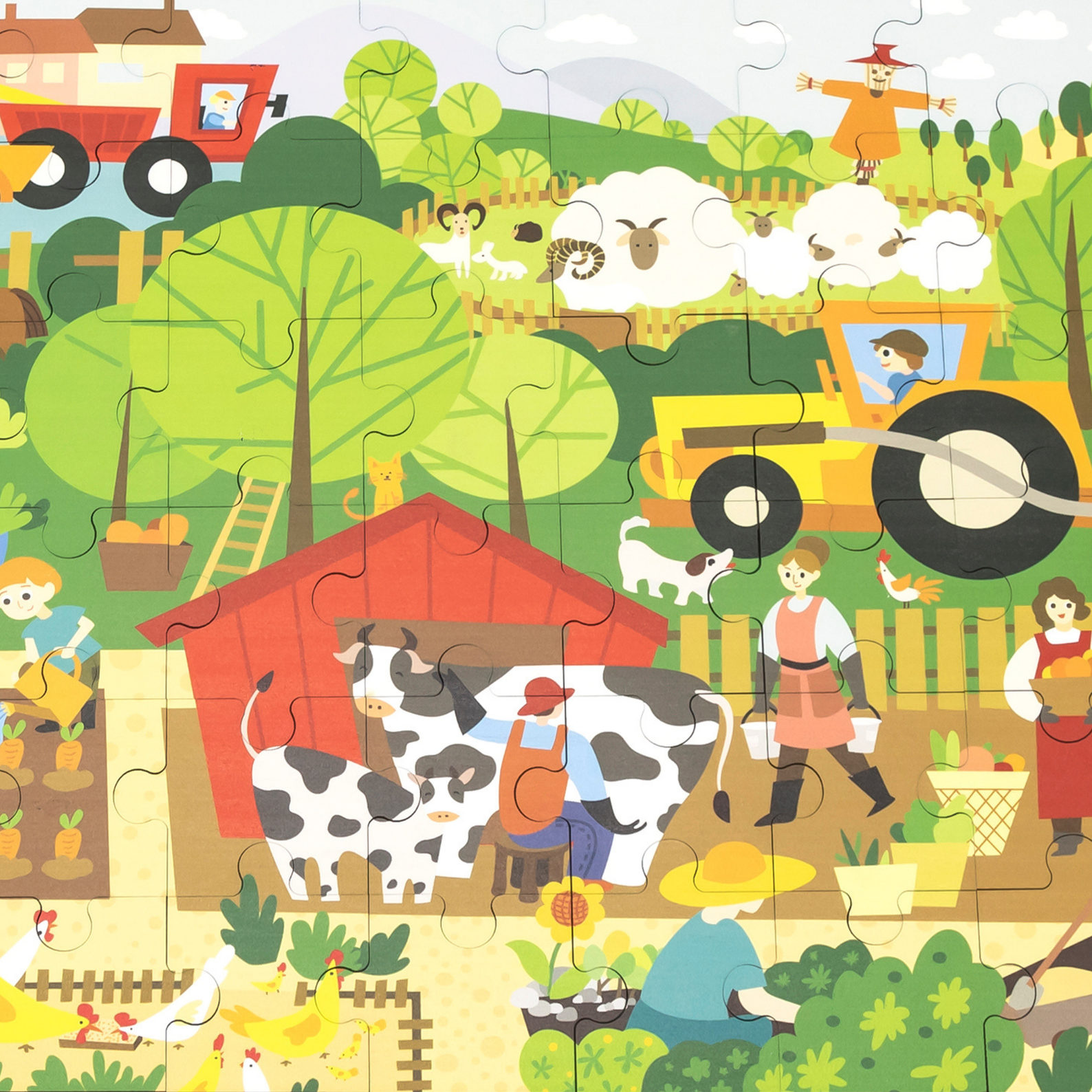 Viga Farm, 48 Piece Jigsaw Puzzle, Montessori Wooden Toy, Develops Sensory, Cognitive & Fine Motor Skills, Non-Toxic & Eco-friendly Kids Educational Toy, Suitable for Boys and Girls Aged 3Y+