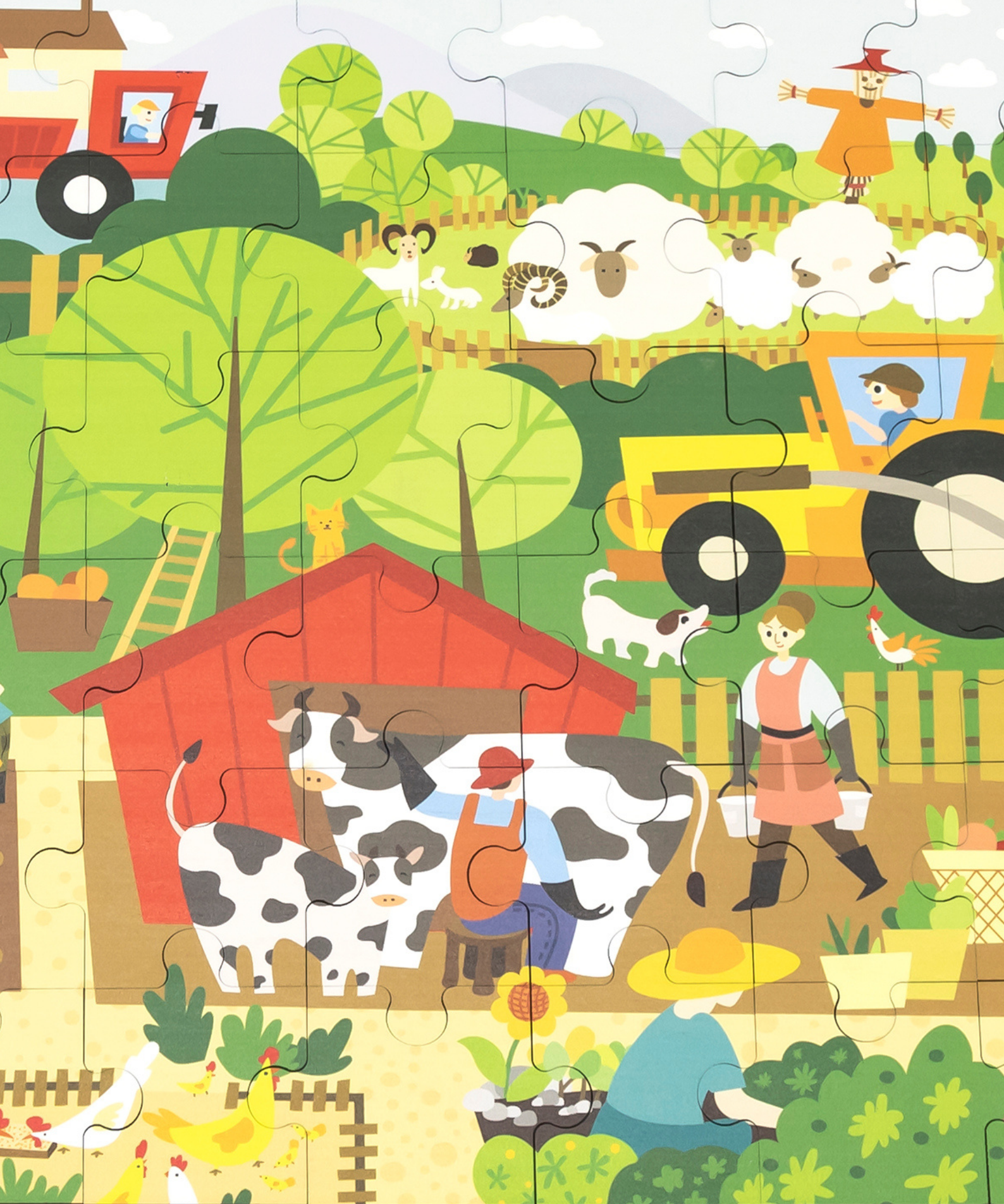 Viga Farm, 48 Piece Jigsaw Puzzle, Montessori Wooden Toy, Develops Sensory, Cognitive & Fine Motor Skills, Non-Toxic & Eco-friendly Kids Educational Toy, Suitable for Boys and Girls Aged 3Y+