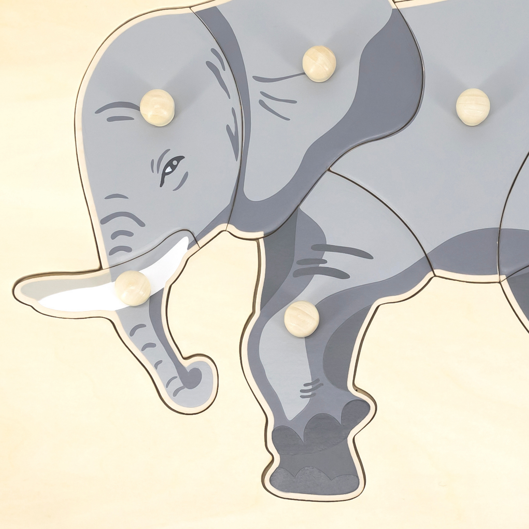 Viga Elephant, 8 Piece Knob Puzzle, Montessori Wooden Toy, Develops Sensory, Cognitive & Fine Motor Skills, Non-Toxic & Eco-friendly Kids Educational Toy, Suitable for Boys and Girls Aged 18M+