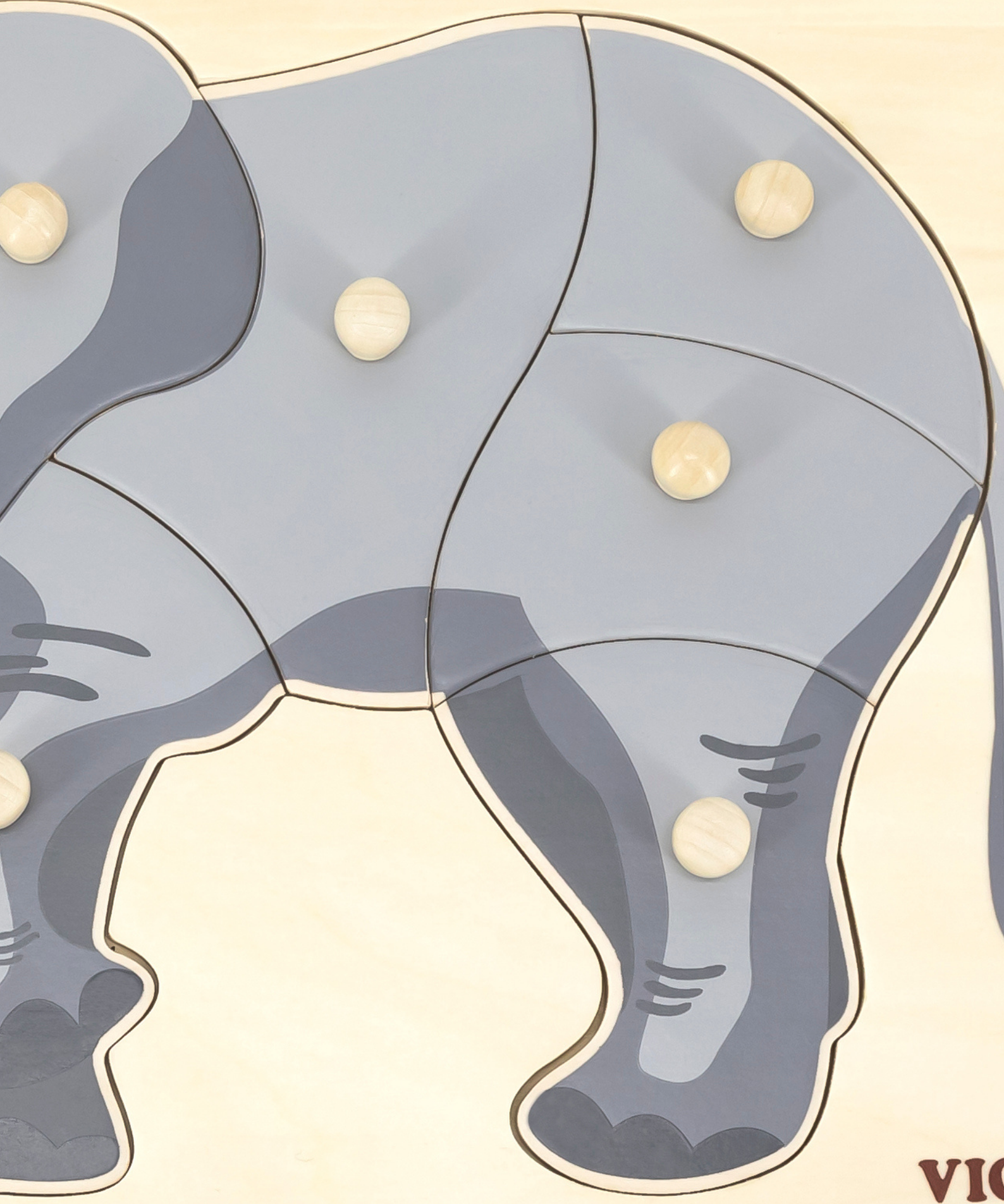 Viga Elephant, 8 Piece Knob Puzzle, Montessori Wooden Toy, Develops Sensory, Cognitive & Fine Motor Skills, Non-Toxic & Eco-friendly Kids Educational Toy, Suitable for Boys and Girls Aged 18M+