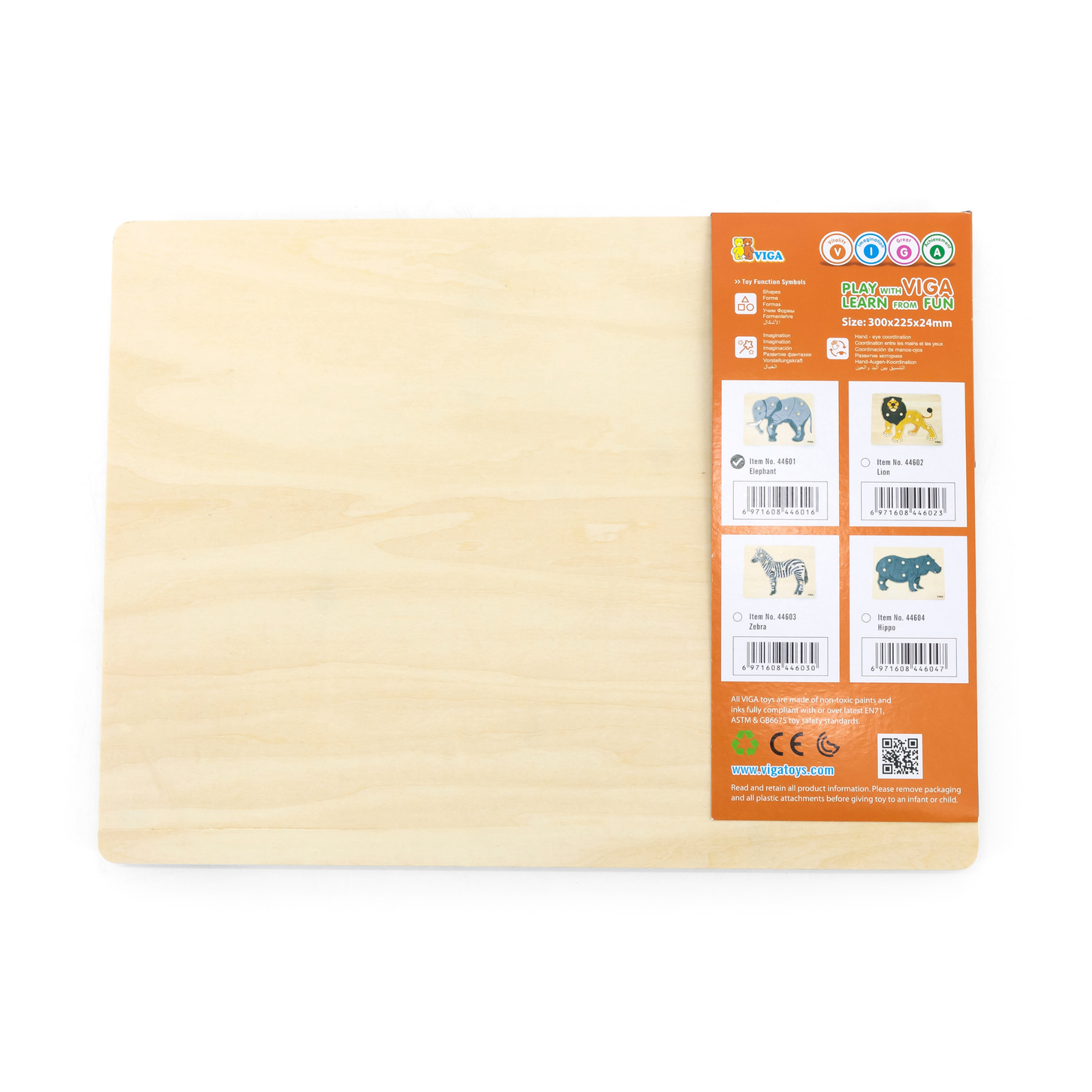 Viga Elephant, 8 Piece Knob Puzzle, Montessori Wooden Toy, Develops Sensory, Cognitive & Fine Motor Skills, Non-Toxic & Eco-friendly Kids Educational Toy, Suitable for Boys and Girls Aged 18M+