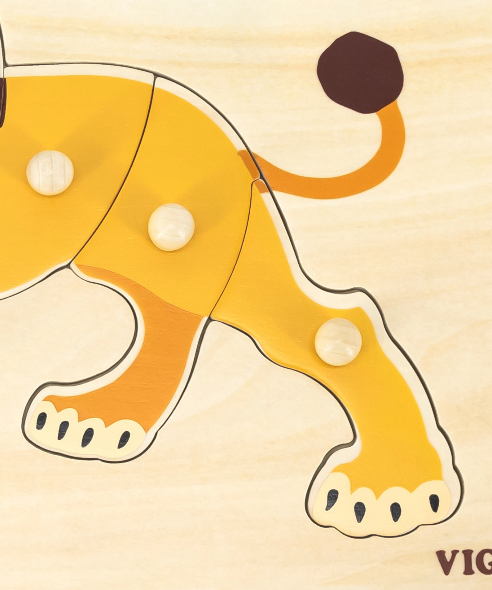 Viga Lion, Wild Animals, 8 Piece Knob Puzzle, Montessori Wooden Toy, Develops Sensory, Cognitive & Fine Motor Skills, Non-Toxic & Eco-friendly Kids Educational Toy, Suitable for Children Aged 18M+