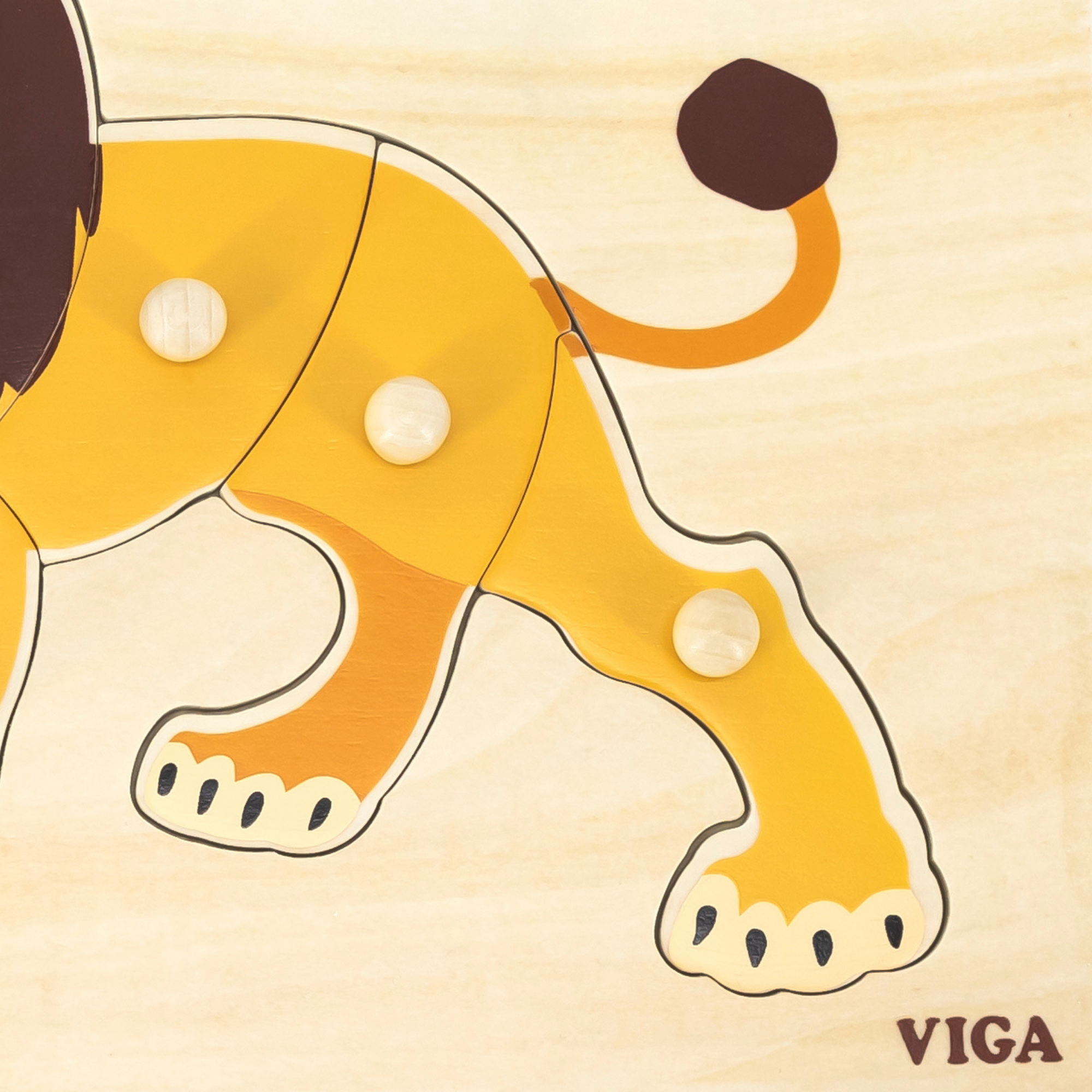 Viga Lion, Wild Animals, 8 Piece Knob Puzzle, Montessori Wooden Toy, Develops Sensory, Cognitive & Fine Motor Skills, Non-Toxic & Eco-friendly Kids Educational Toy, Suitable for Children Aged 18M+