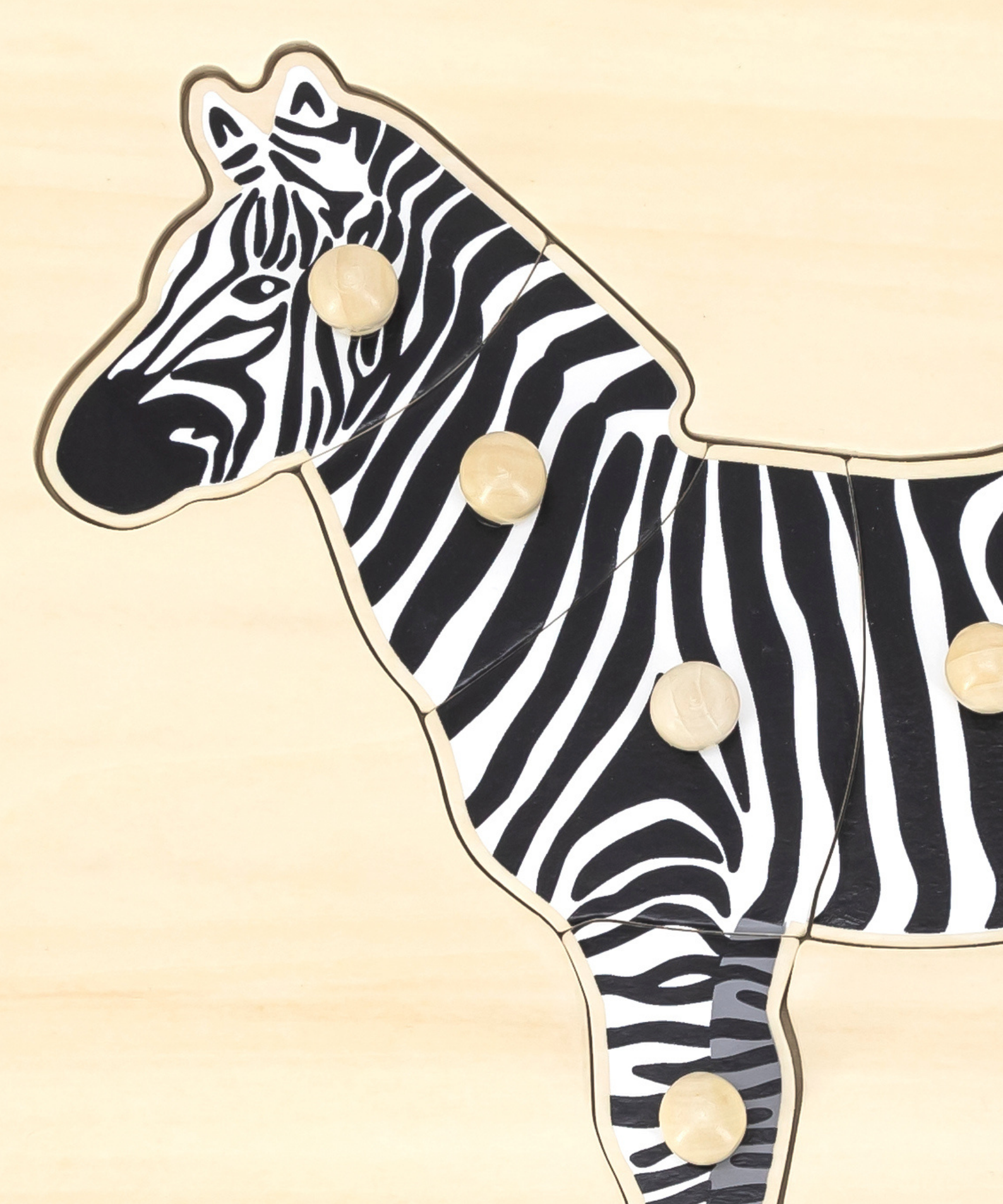 Viga Zebra, 8 Piece Knob Puzzle, Montessori Wooden Toy, Develops Sensory, Cognitive & Fine Motor Skills, Non-Toxic & Eco-friendly Kids Educational Toy, Suitable for Boys and Girls Aged 18M+