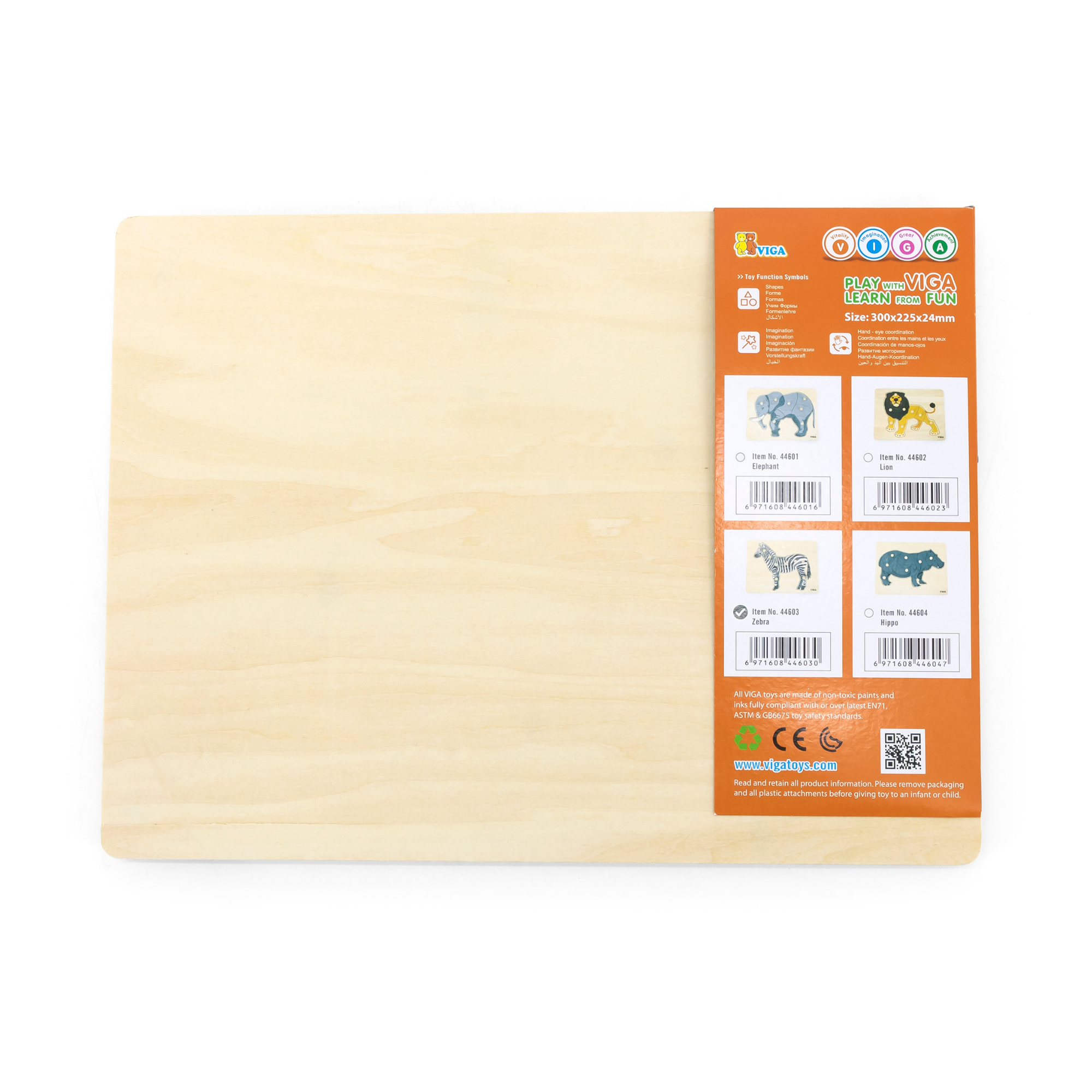 Viga Zebra, 8 Piece Knob Puzzle, Montessori Wooden Toy, Develops Sensory, Cognitive & Fine Motor Skills, Non-Toxic & Eco-friendly Kids Educational Toy, Suitable for Boys and Girls Aged 18M+