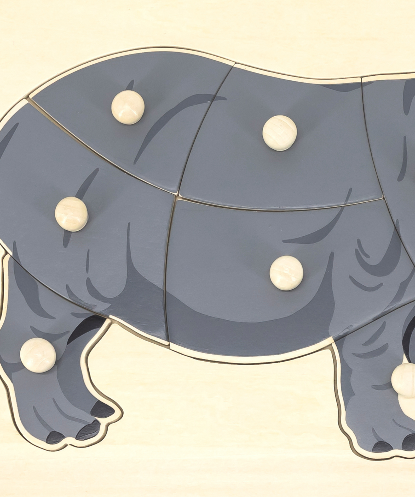 Viga Hippo, Wild Animals, 8 Piece Knob Puzzle, Montessori Wooden Toy, Develops Sensory, Cognitive & Fine Motor Skills, Non-Toxic & Eco-friendly Kids Educational Toy, Suitable for Children Aged 18M+