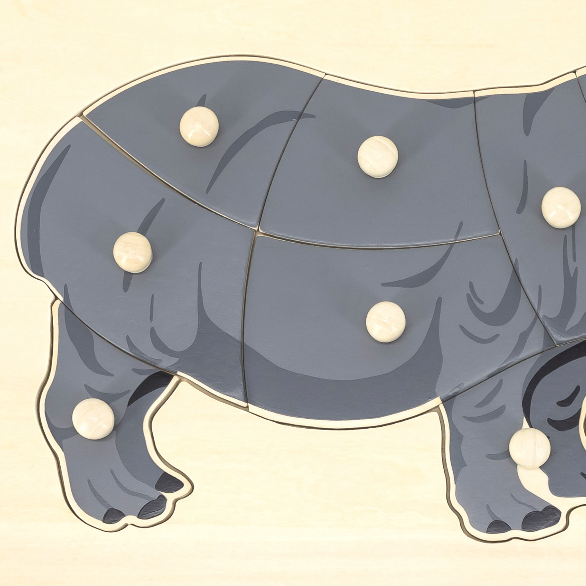 Viga Hippo, Wild Animals, 8 Piece Knob Puzzle, Montessori Wooden Toy, Develops Sensory, Cognitive & Fine Motor Skills, Non-Toxic & Eco-friendly Kids Educational Toy, Suitable for Children Aged 18M+