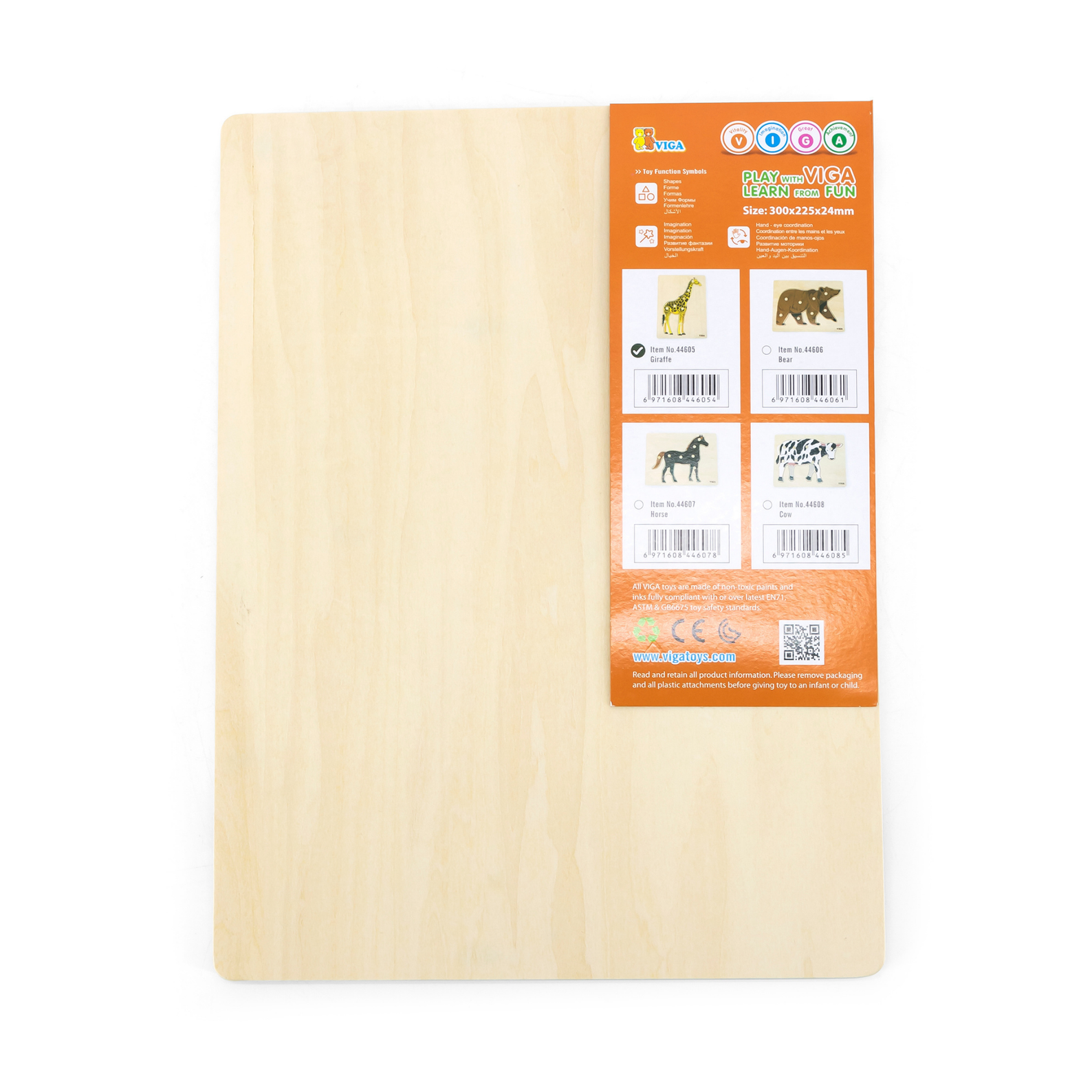 Viga Giraffe, 8 Piece Knob Puzzle, Montessori Wooden Toy, Develops Sensory, Cognitive & Fine Motor Skills, Non-Toxic & Eco-friendly Kids Educational Toy, Suitable for Boys and Girls Aged 18M+