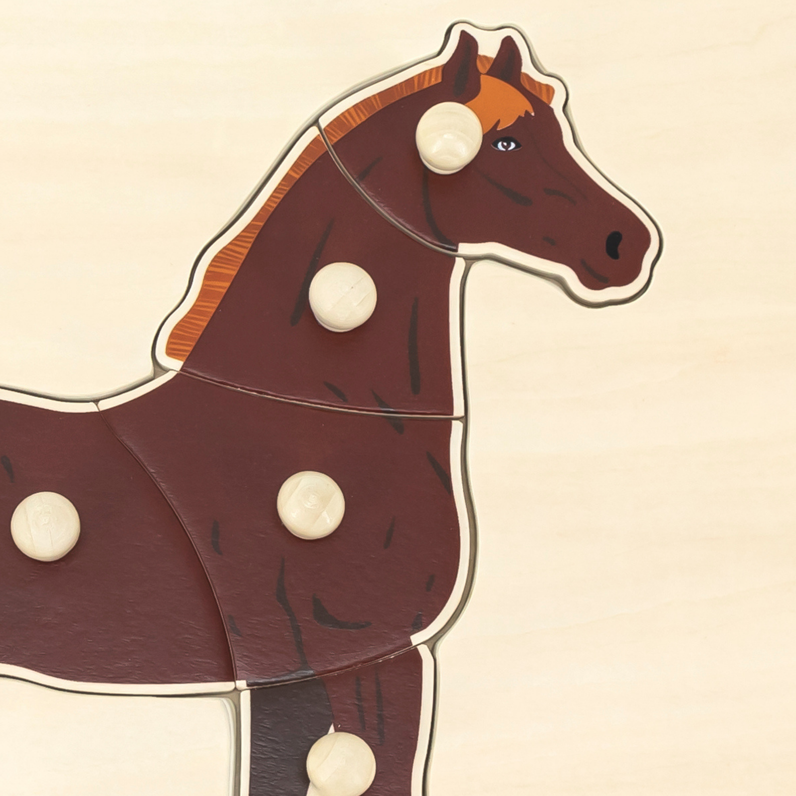 Viga Horse, Farm Animals, 8 Piece Knob Puzzle, Montessori Wooden Toy, Develops Sensory, Cognitive & Fine Motor Skills, Non-Toxic & Eco-friendly Kids Educational Toy, Suitable for Children Aged 18M+