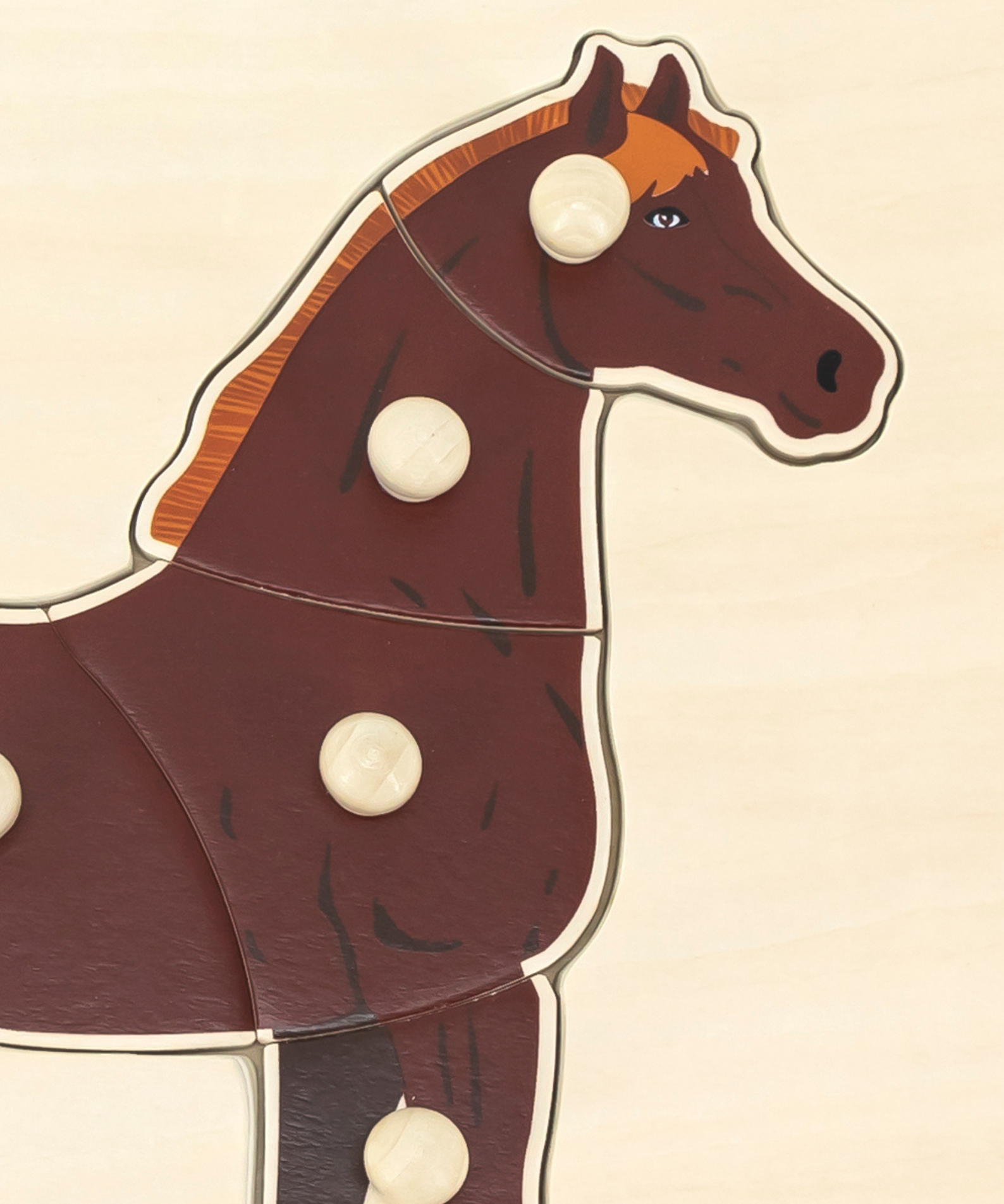 Viga Horse, Farm Animals, 8 Piece Knob Puzzle, Montessori Wooden Toy, Develops Sensory, Cognitive & Fine Motor Skills, Non-Toxic & Eco-friendly Kids Educational Toy, Suitable for Children Aged 18M+