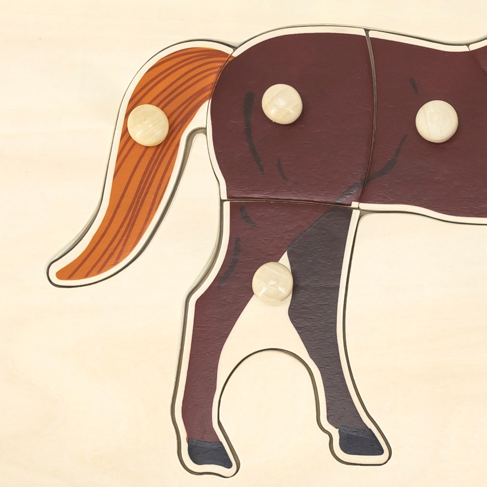 Viga Horse, Farm Animals, 8 Piece Knob Puzzle, Montessori Wooden Toy, Develops Sensory, Cognitive & Fine Motor Skills, Non-Toxic & Eco-friendly Kids Educational Toy, Suitable for Children Aged 18M+