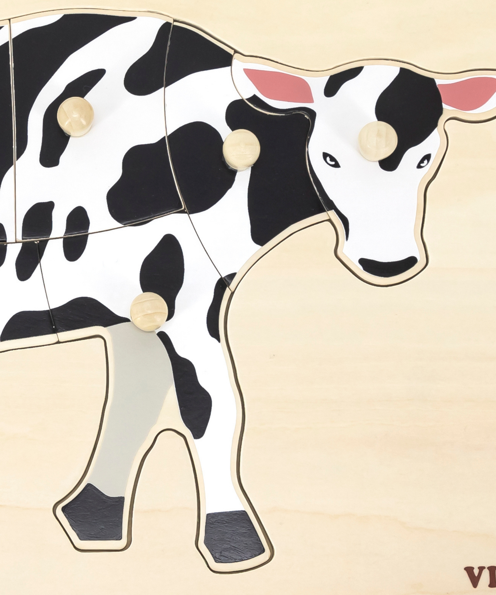 Viga Cow, Farm Animals, 8 Piece Knob Puzzle, Montessori Wooden Toy, Develops Sensory, Cognitive & Fine Motor Skills, Non-Toxic & Eco-friendly Kids Educational Toy, Suitable for Children Aged 18M+