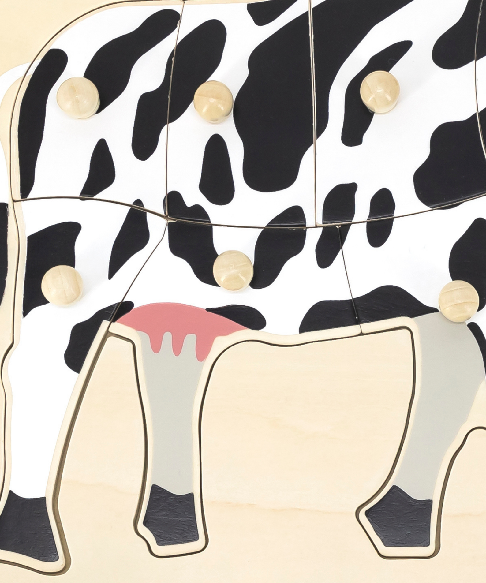 Viga Cow, Farm Animals, 8 Piece Knob Puzzle, Montessori Wooden Toy, Develops Sensory, Cognitive & Fine Motor Skills, Non-Toxic & Eco-friendly Kids Educational Toy, Suitable for Children Aged 18M+