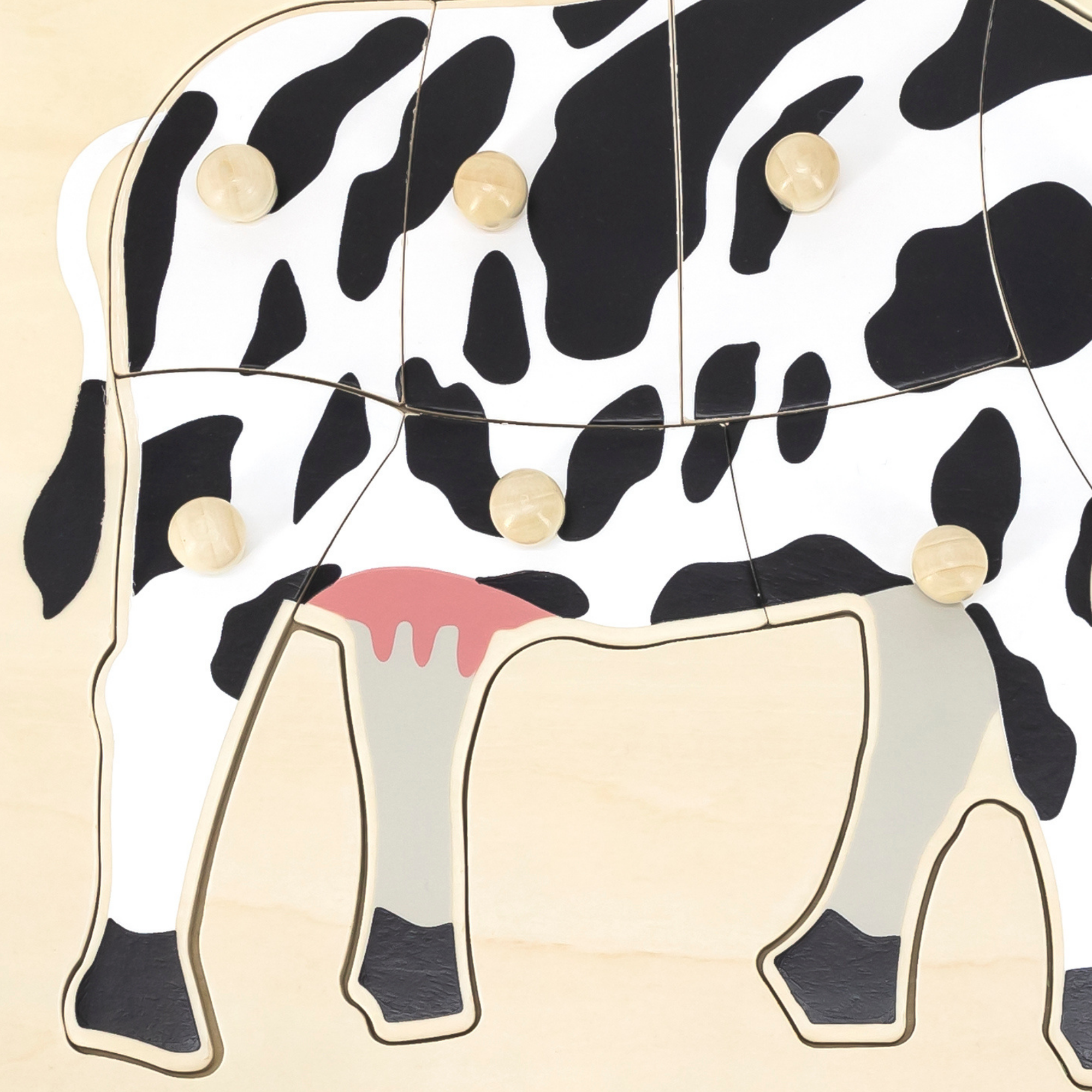 Viga Cow, Farm Animals, 8 Piece Knob Puzzle, Montessori Wooden Toy, Develops Sensory, Cognitive & Fine Motor Skills, Non-Toxic & Eco-friendly Kids Educational Toy, Suitable for Children Aged 18M+