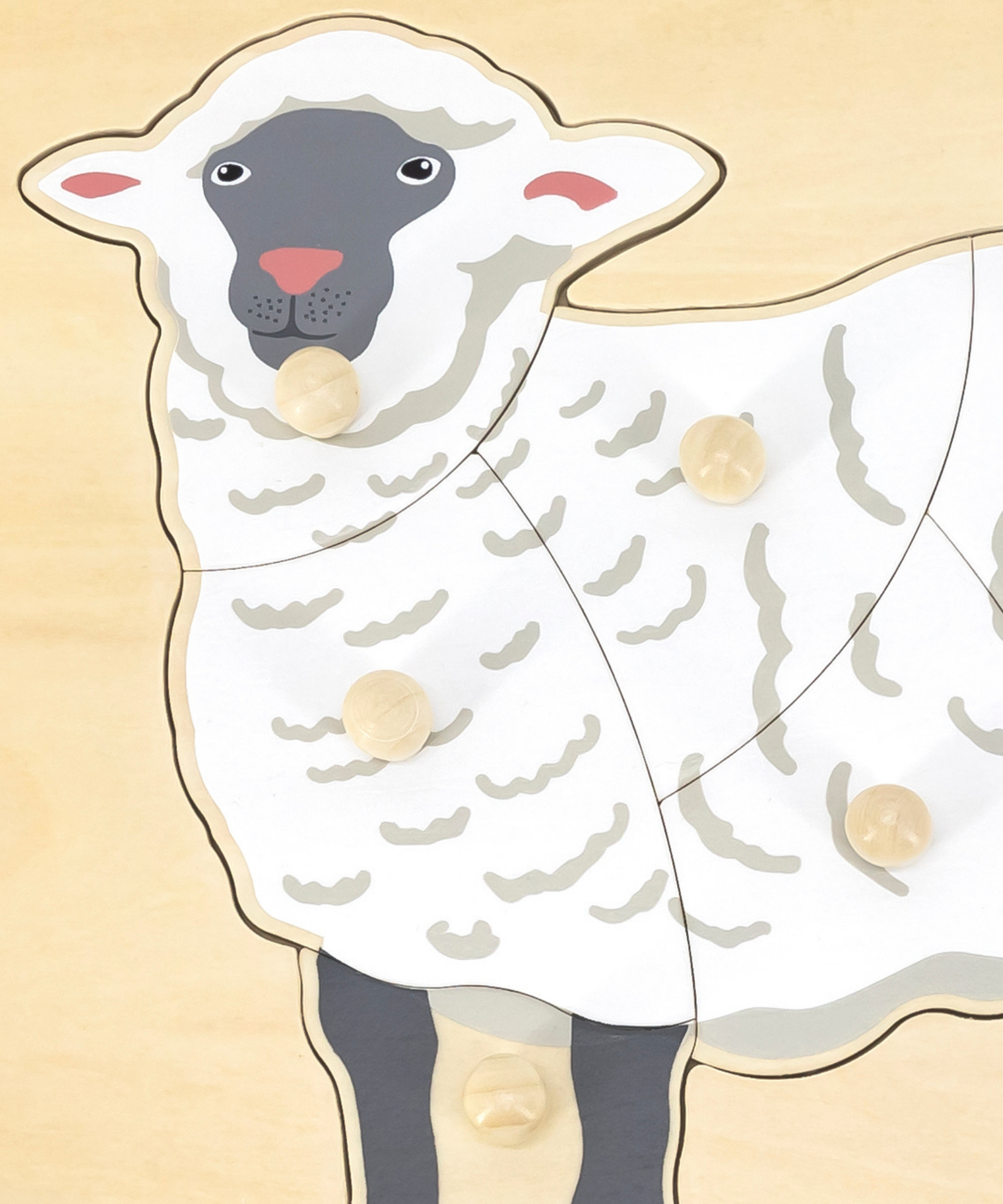 Viga Sheep, Farm Animals, 9 Piece Knob Puzzle, Montessori Wooden Toy, Develops Sensory, Cognitive & Fine Motor Skills, Non-Toxic & Eco-friendly Kids Educational Toy, Suitable for Children Aged 18M+