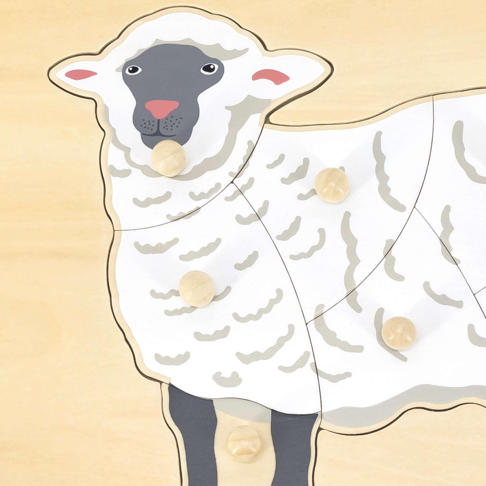 Viga Sheep, Farm Animals, 9 Piece Knob Puzzle, Montessori Wooden Toy, Develops Sensory, Cognitive & Fine Motor Skills, Non-Toxic & Eco-friendly Kids Educational Toy, Suitable for Children Aged 18M+