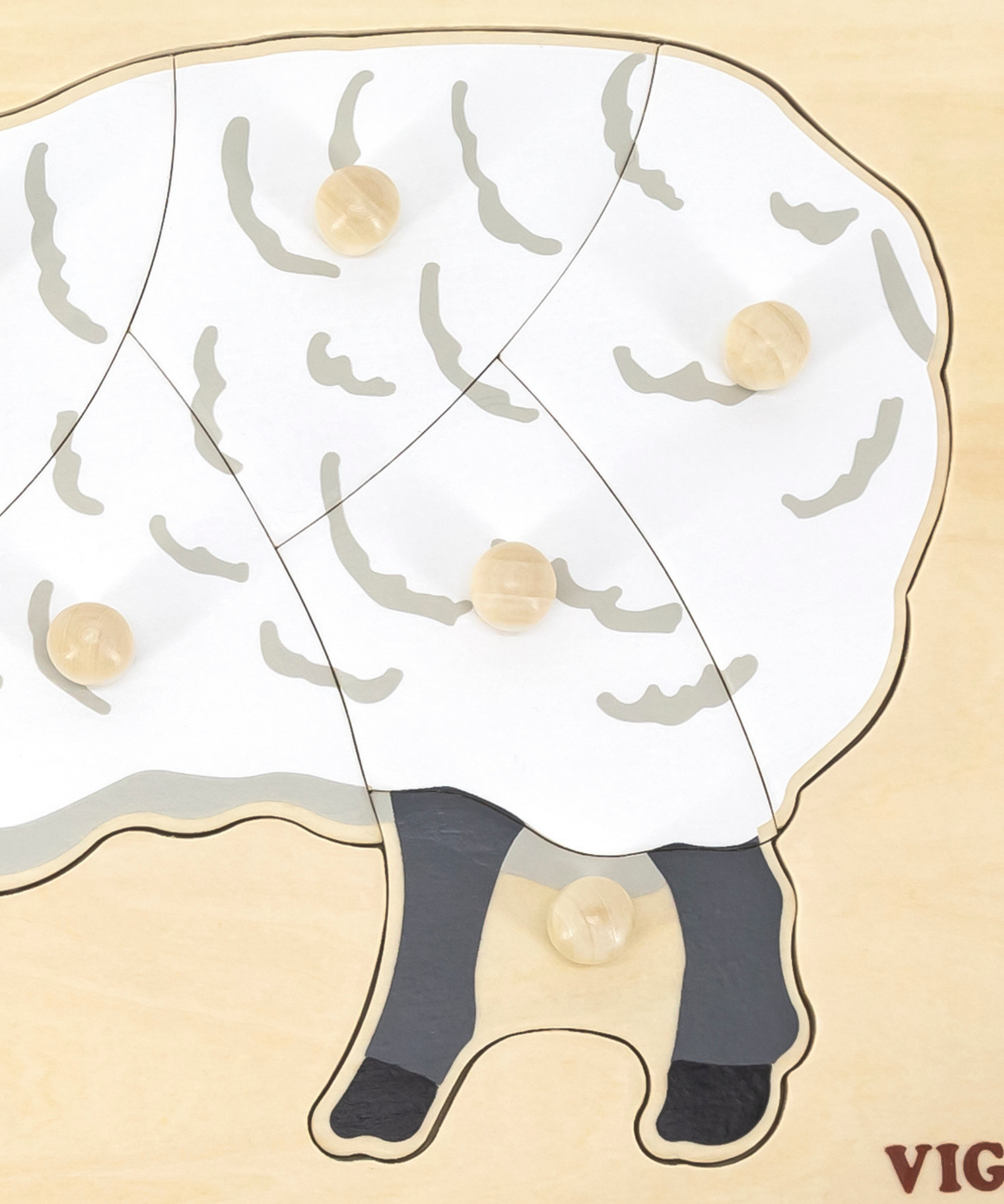 Viga Sheep, Farm Animals, 9 Piece Knob Puzzle, Montessori Wooden Toy, Develops Sensory, Cognitive & Fine Motor Skills, Non-Toxic & Eco-friendly Kids Educational Toy, Suitable for Children Aged 18M+