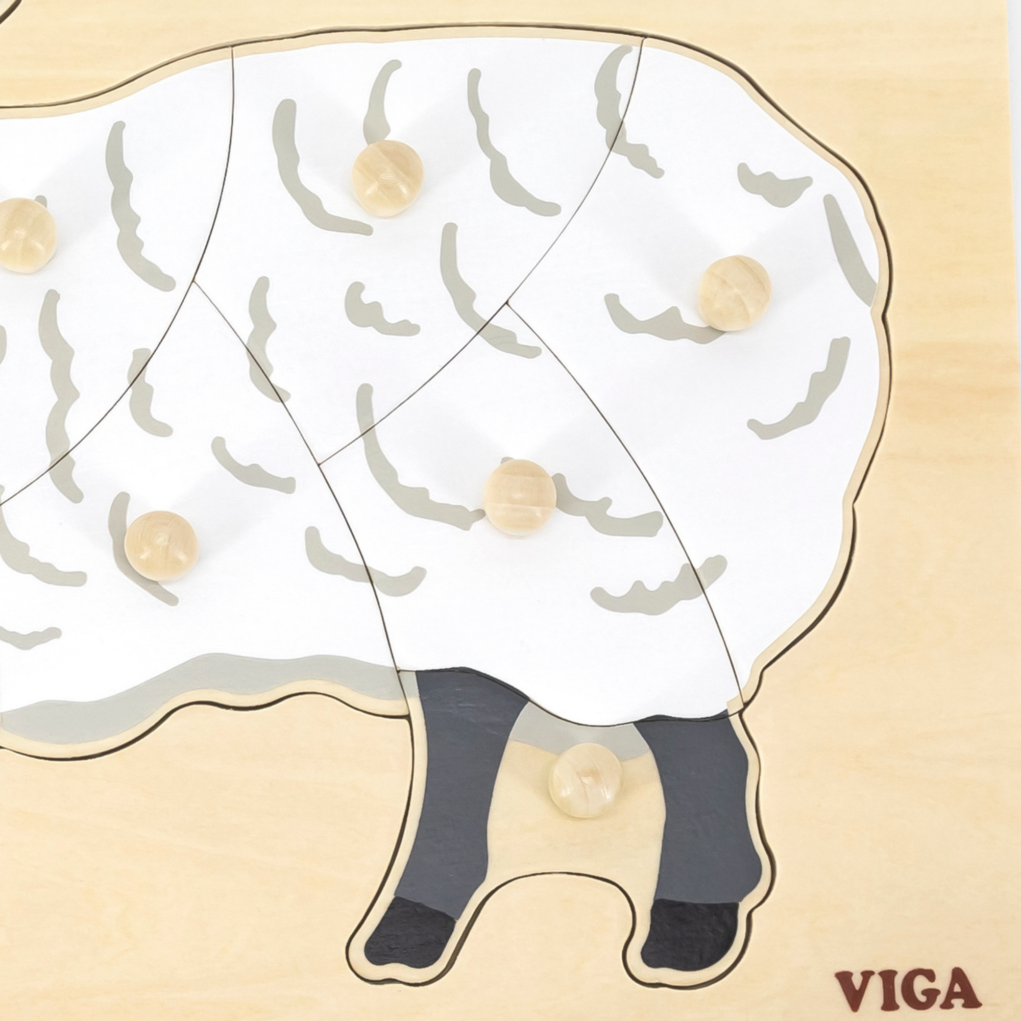 Viga Sheep, Farm Animals, 9 Piece Knob Puzzle, Montessori Wooden Toy, Develops Sensory, Cognitive & Fine Motor Skills, Non-Toxic & Eco-friendly Kids Educational Toy, Suitable for Children Aged 18M+