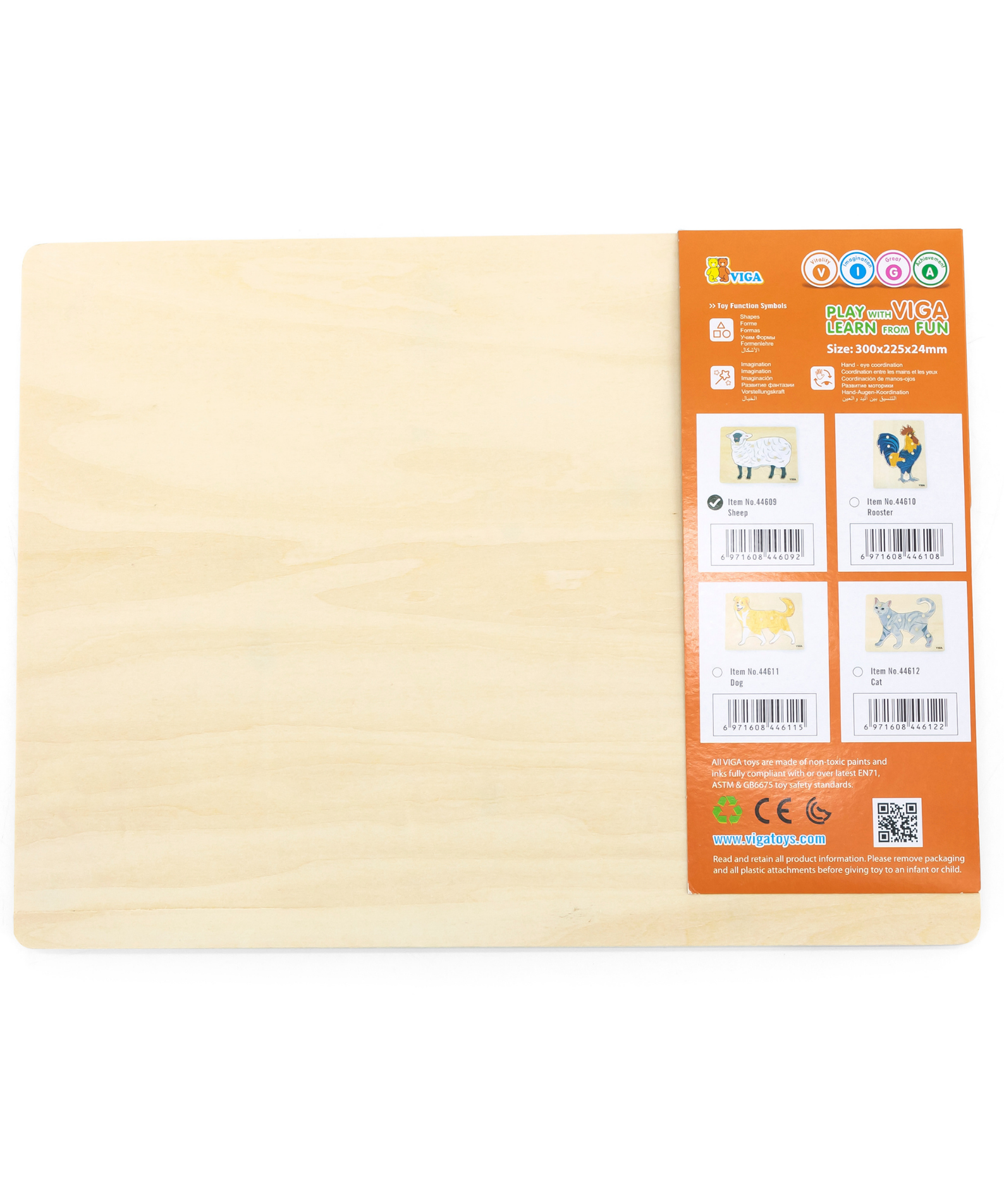 Viga Sheep, Farm Animals, 9 Piece Knob Puzzle, Montessori Wooden Toy, Develops Sensory, Cognitive & Fine Motor Skills, Non-Toxic & Eco-friendly Kids Educational Toy, Suitable for Children Aged 18M+