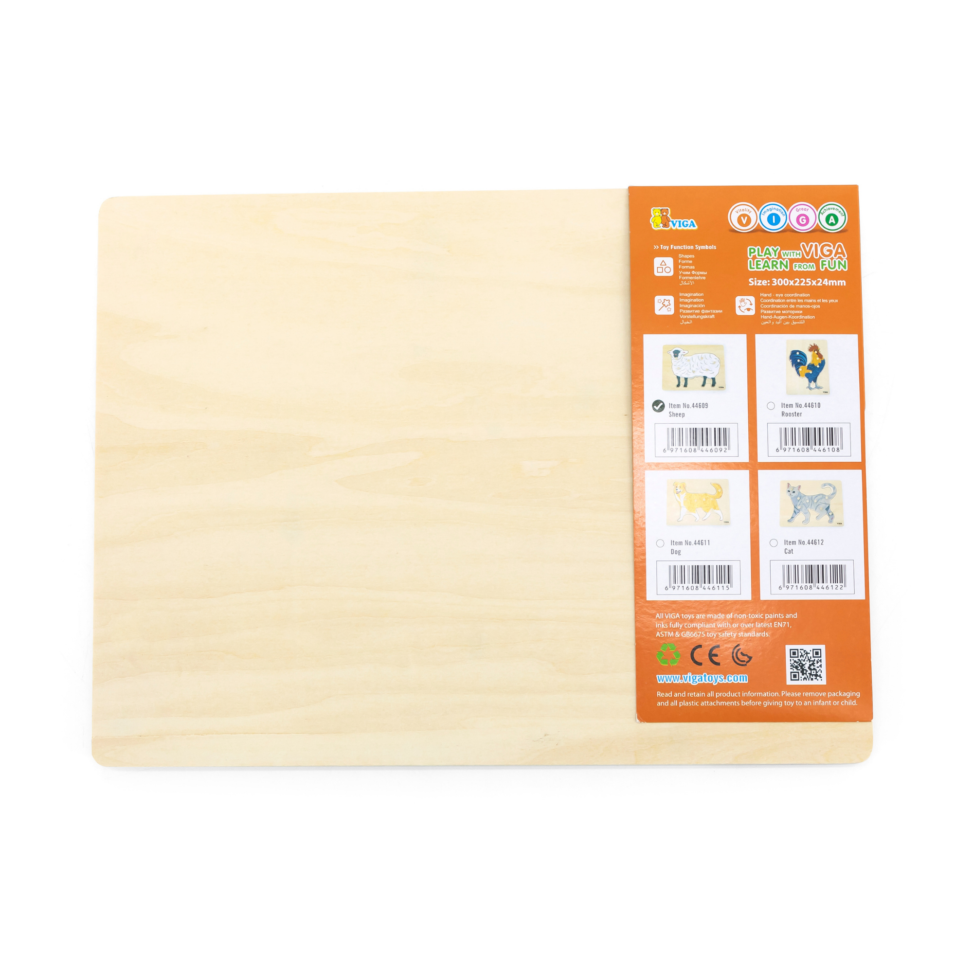 Viga Sheep, Farm Animals, 9 Piece Knob Puzzle, Montessori Wooden Toy, Develops Sensory, Cognitive & Fine Motor Skills, Non-Toxic & Eco-friendly Kids Educational Toy, Suitable for Children Aged 18M+