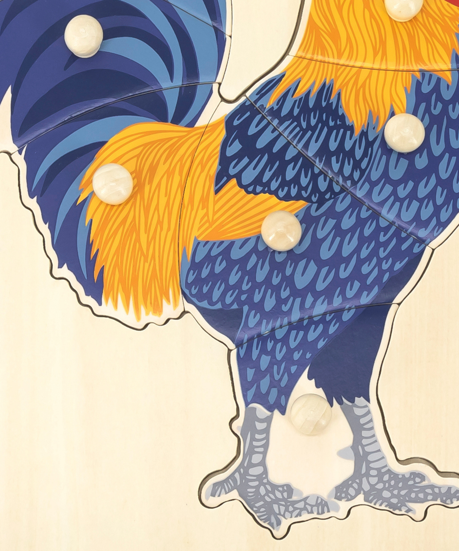 Viga Rooster, Farm Animals, 8 Piece Knob Puzzle, Montessori Wooden Toy, Develops Sensory, Cognitive & Fine Motor Skills, Non-Toxic & Eco-friendly Kids Educational Toy, Suitable for Children Aged 18M+