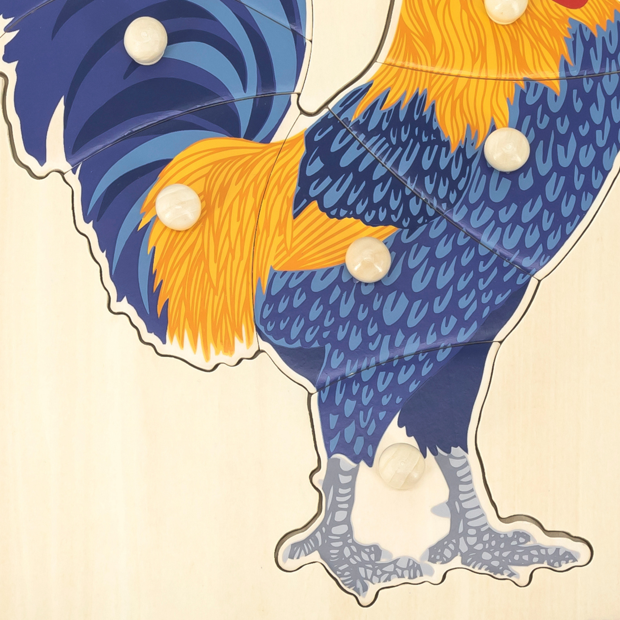 Viga Rooster, Farm Animals, 8 Piece Knob Puzzle, Montessori Wooden Toy, Develops Sensory, Cognitive & Fine Motor Skills, Non-Toxic & Eco-friendly Kids Educational Toy, Suitable for Children Aged 18M+