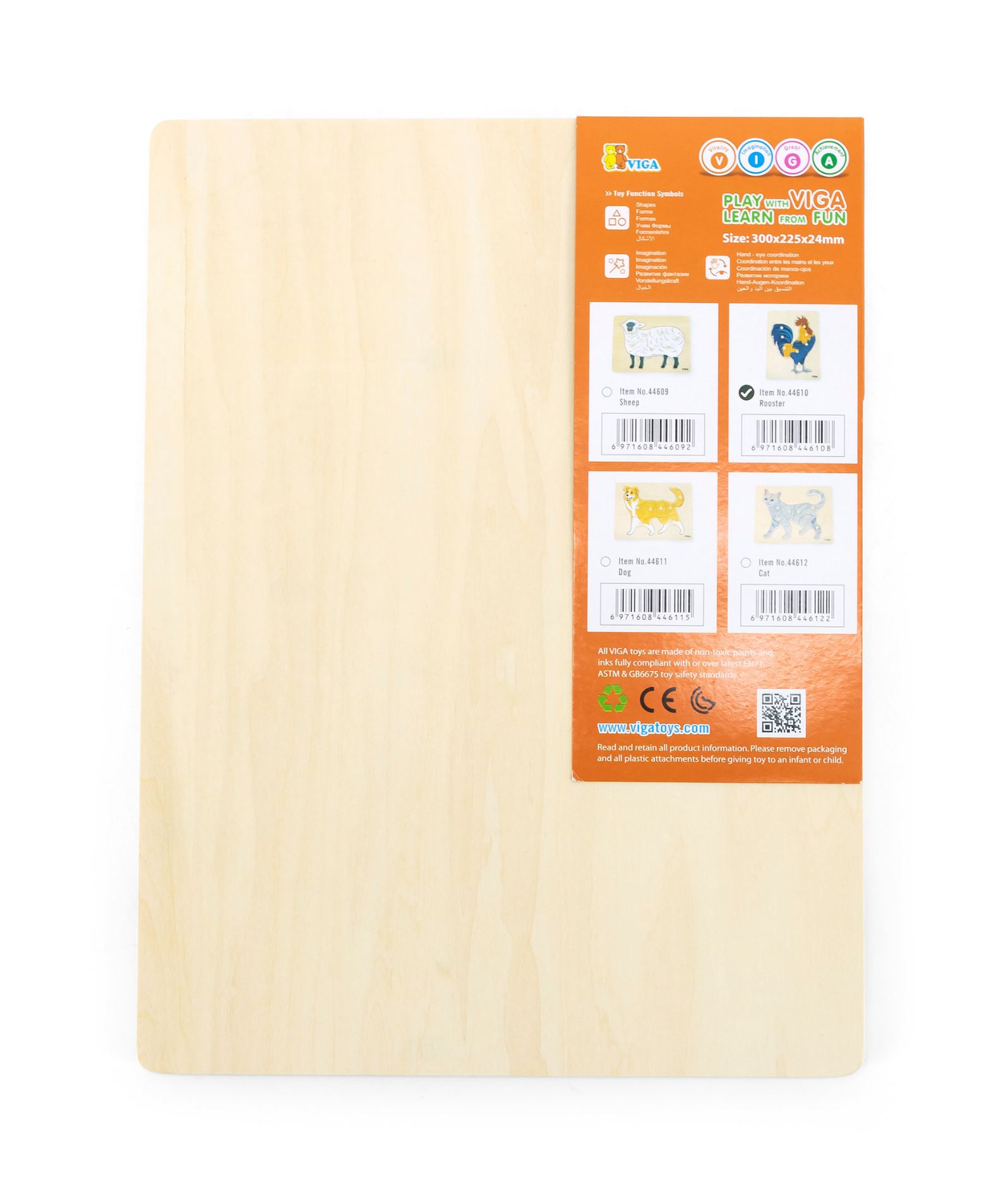 Viga Rooster, Farm Animals, 8 Piece Knob Puzzle, Montessori Wooden Toy, Develops Sensory, Cognitive & Fine Motor Skills, Non-Toxic & Eco-friendly Kids Educational Toy, Suitable for Children Aged 18M+