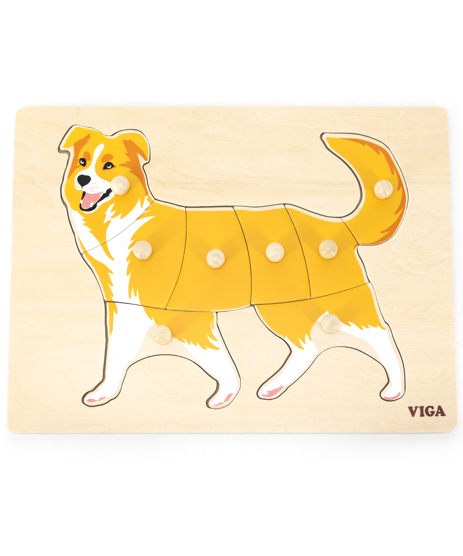 Viga Dog, Farm Animals, 8 Piece Knob Puzzle, Montessori Wooden Toy, Develops Sensory, Cognitive & Fine Motor Skills, Non-Toxic & Eco-friendly Kids Educational Toy, Suitable for Children Aged 18M+