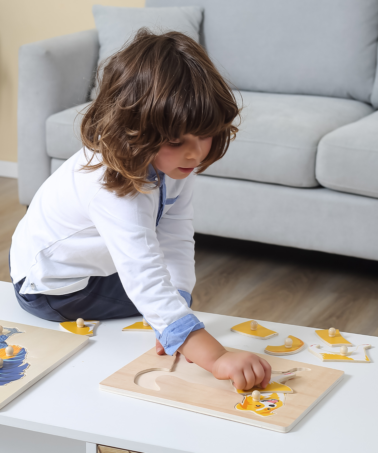 Viga Dog, Farm Animals, 8 Piece Knob Puzzle, Montessori Wooden Toy, Develops Sensory, Cognitive & Fine Motor Skills, Non-Toxic & Eco-friendly Kids Educational Toy, Suitable for Children Aged 18M+