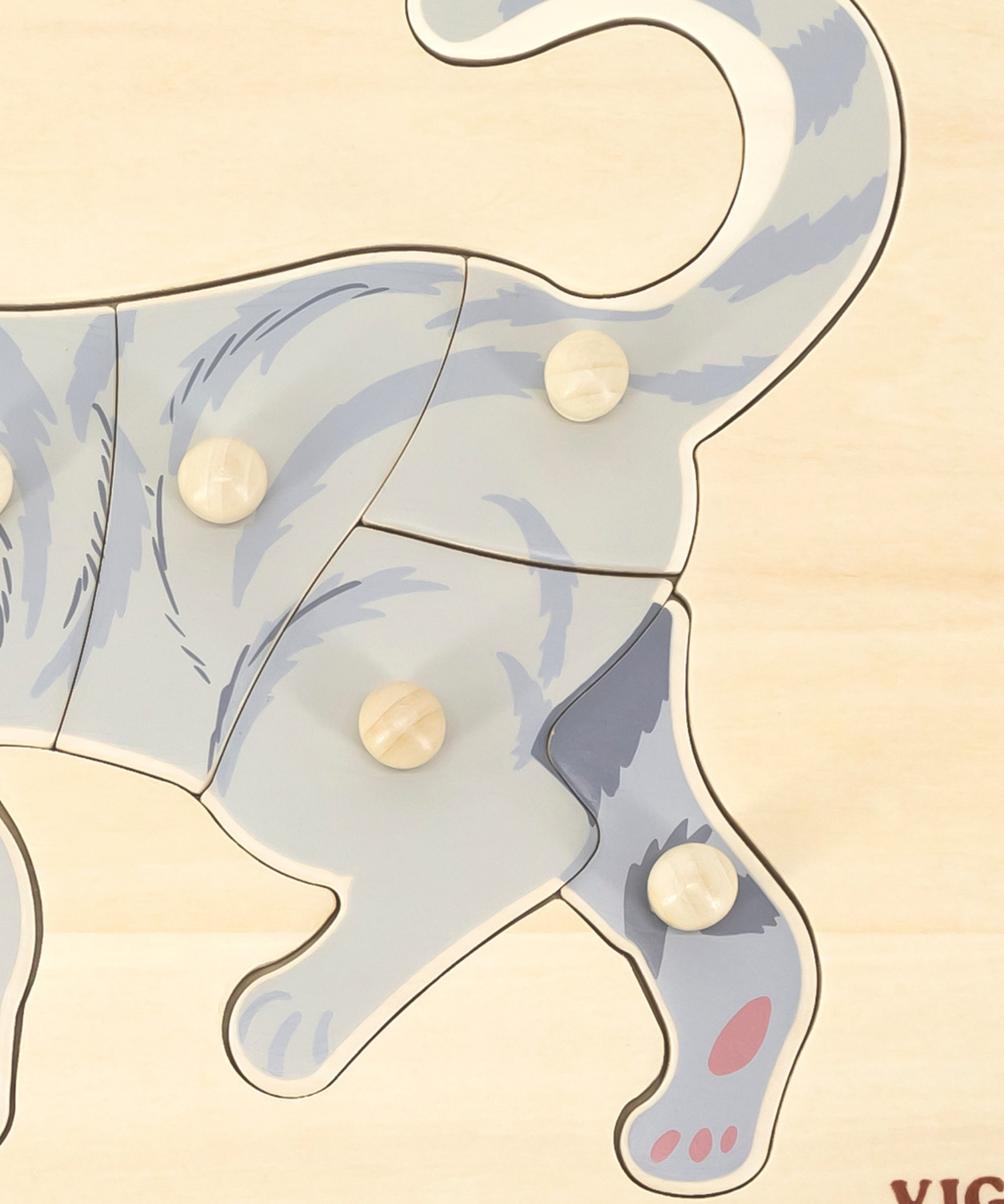 Viga Cat, 8 Piece Knob Puzzle, Montessori Wooden Toy, Develops Sensory, Cognitive & Fine Motor Skills, Non-Toxic & Eco-friendly Kids Educational Toy, Suitable for Boys and Girls Aged 18M+