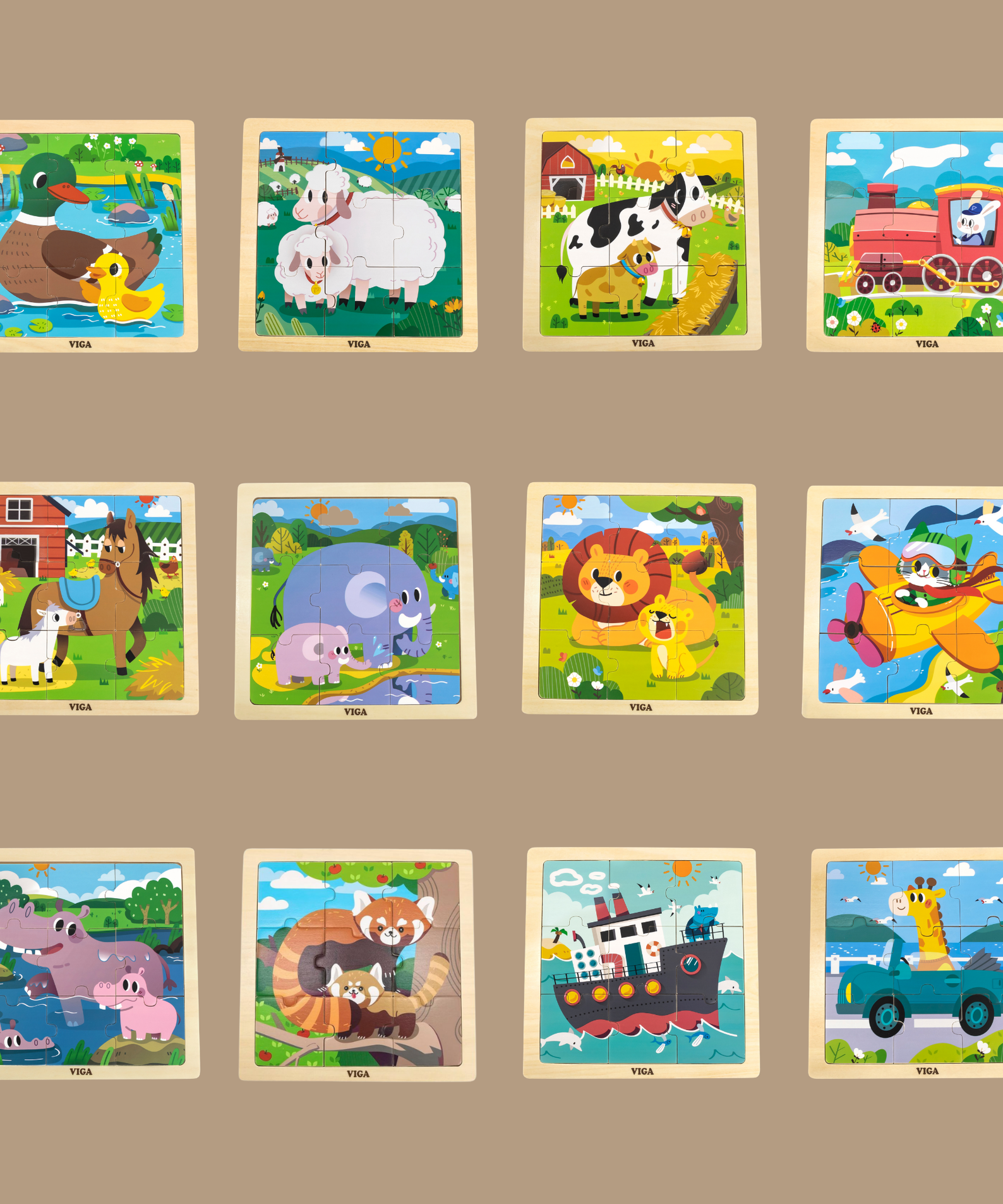 Viga Sheep, 9 Piece Jigsaw Puzzle, Montessori Wooden Toy, Develops Sensory, Cognitive & Fine Motor Skills, Non-Toxic & Eco-friendly Kids Educational Toy, Suitable for Boys and Girls Aged 18M+