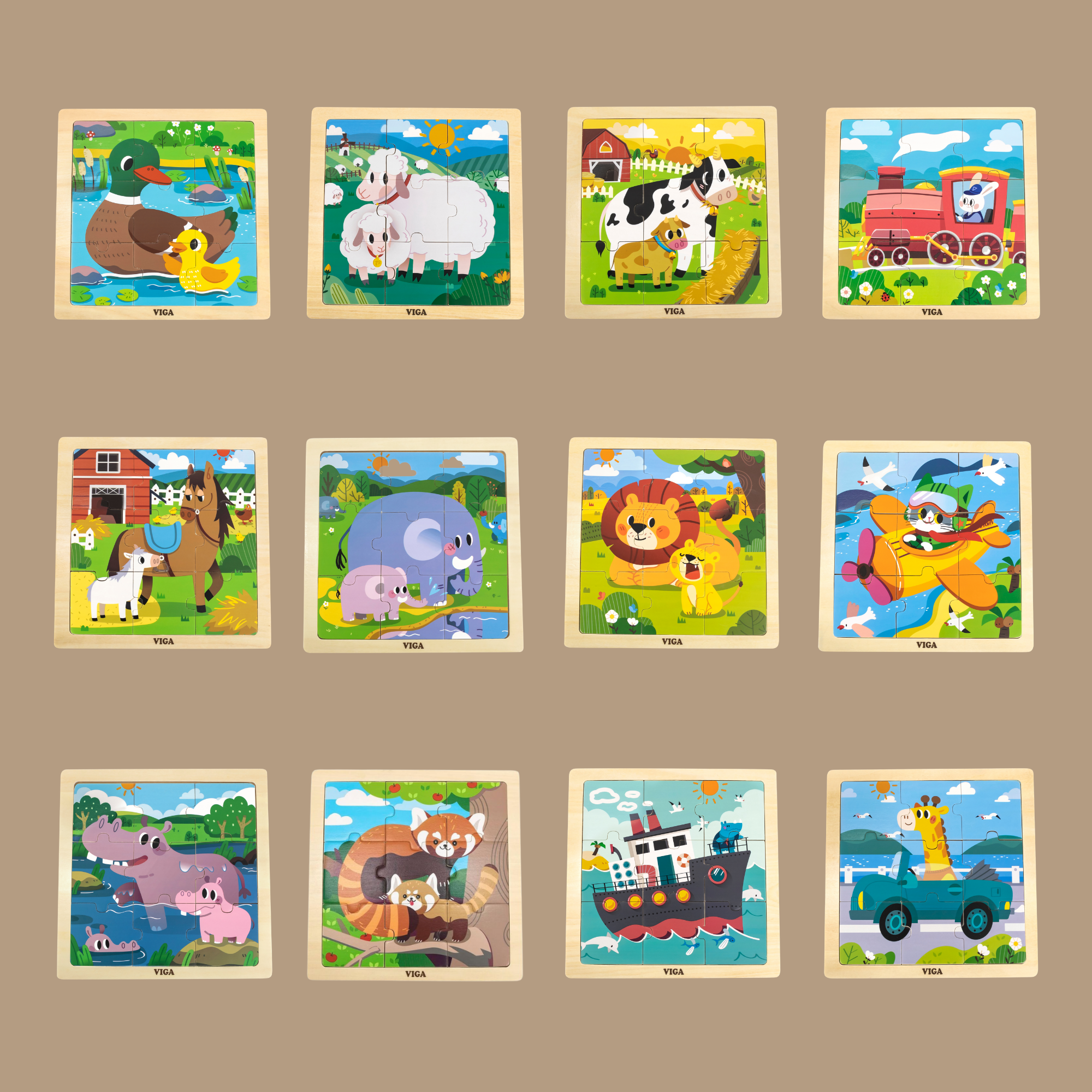 Viga Cow, 9 Piece Jigsaw Puzzle, Montessori Wooden Toy, Develops Sensory, Cognitive & Fine Motor Skills, Non-Toxic & Eco-friendly Kids Educational Toy, Suitable for Boys and Girls Aged 18M+