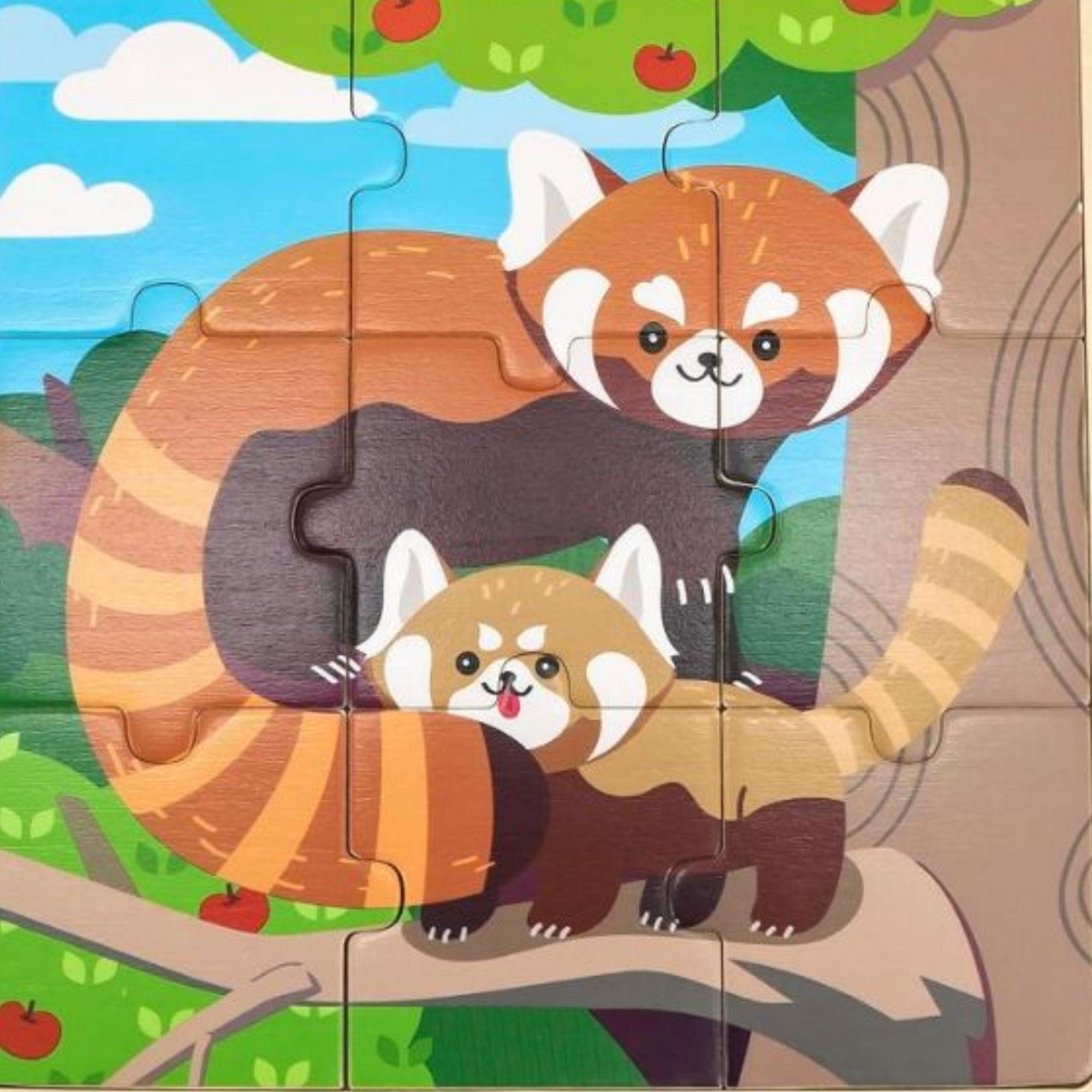 Viga Red Panda, 9 Piece Jigsaw Puzzle, Montessori Wooden Toy, Develops Sensory, Cognitive & Fine Motor Skills, Non-Toxic & Eco-friendly Kids Educational Toy, Suitable for Boys and Girls Aged 18M+
